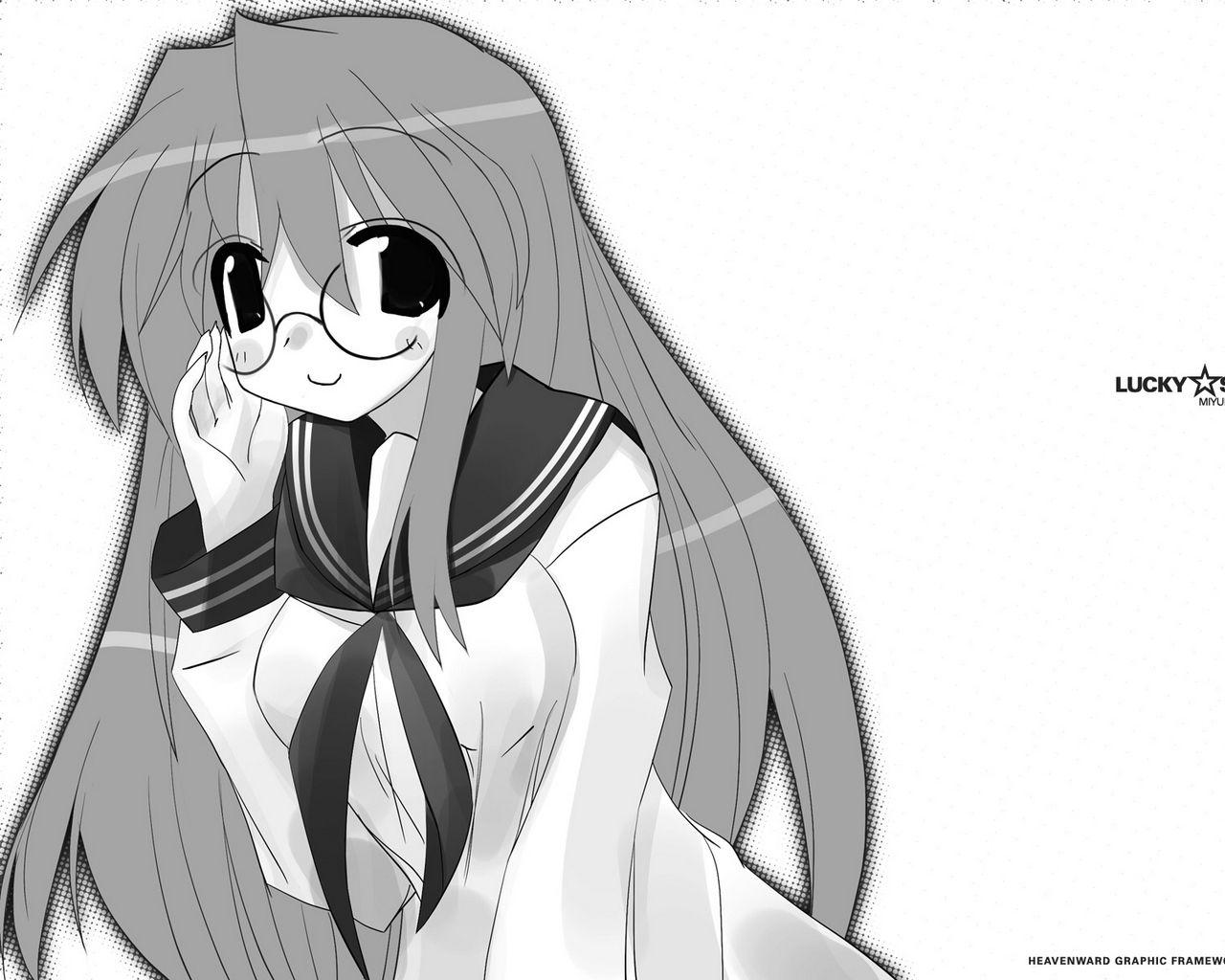 1280x1024 Download wallpaper 1280x1024 lucky star, takara miyuki, black