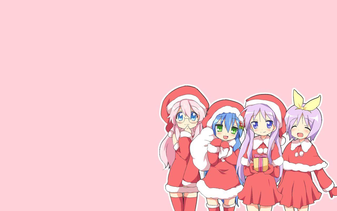 1280x800 blush christmas hiiragi kagami hiiragi tsukasa izumi konata lucky
