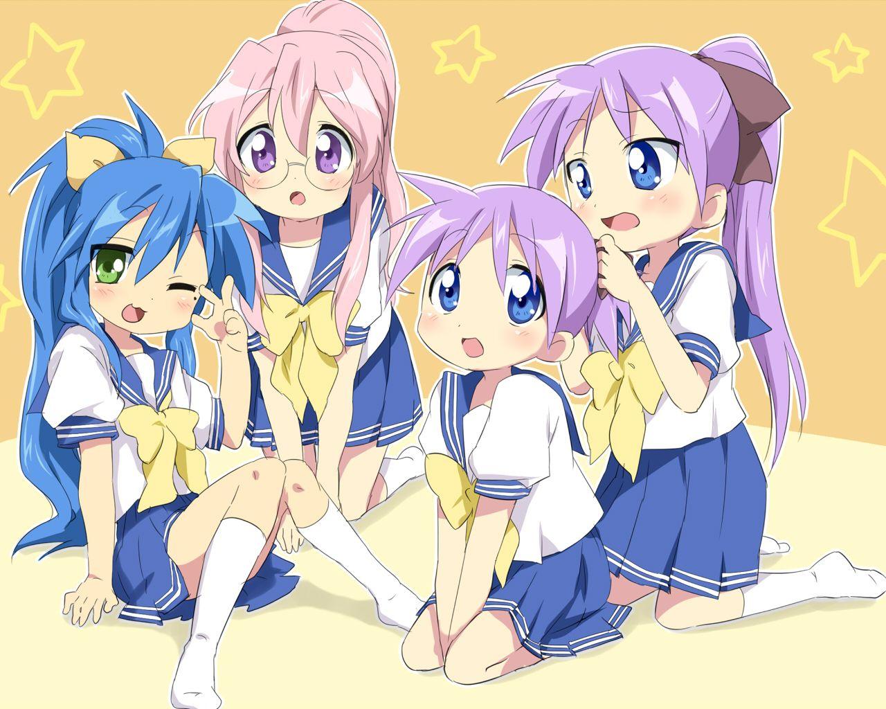 1280x1024 hiiragi kagami hiiragi tsukasa izumi konata lucky star maruki