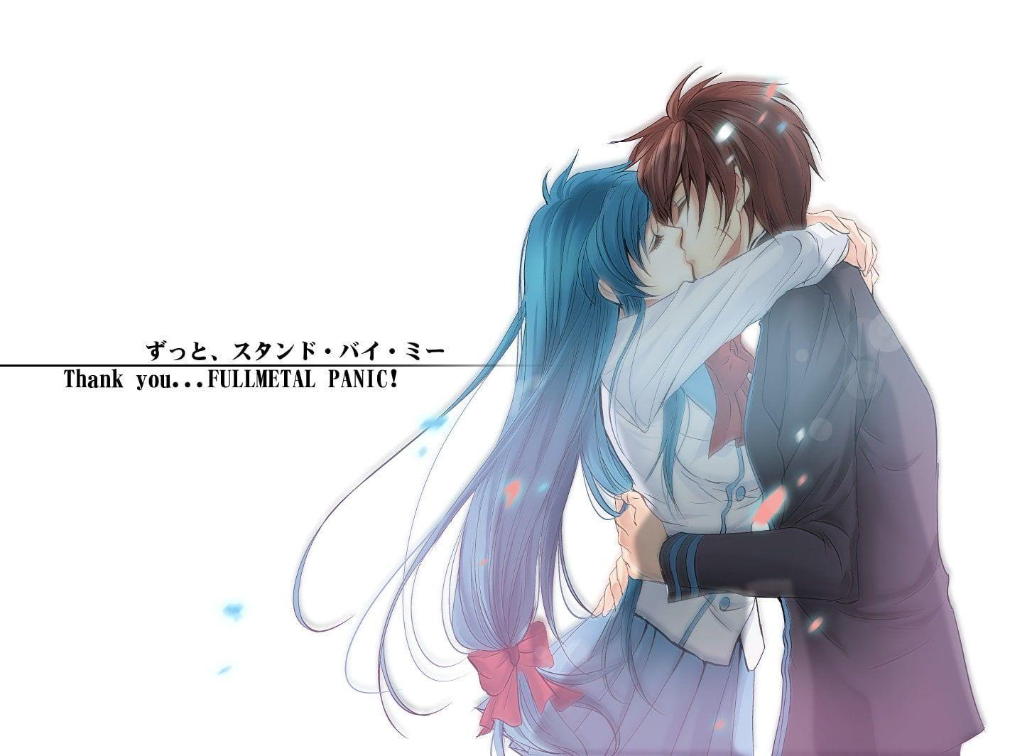1453x1064 Full Metal Panic, Anime, Couple, Kiss, Love, Chidori Kaname