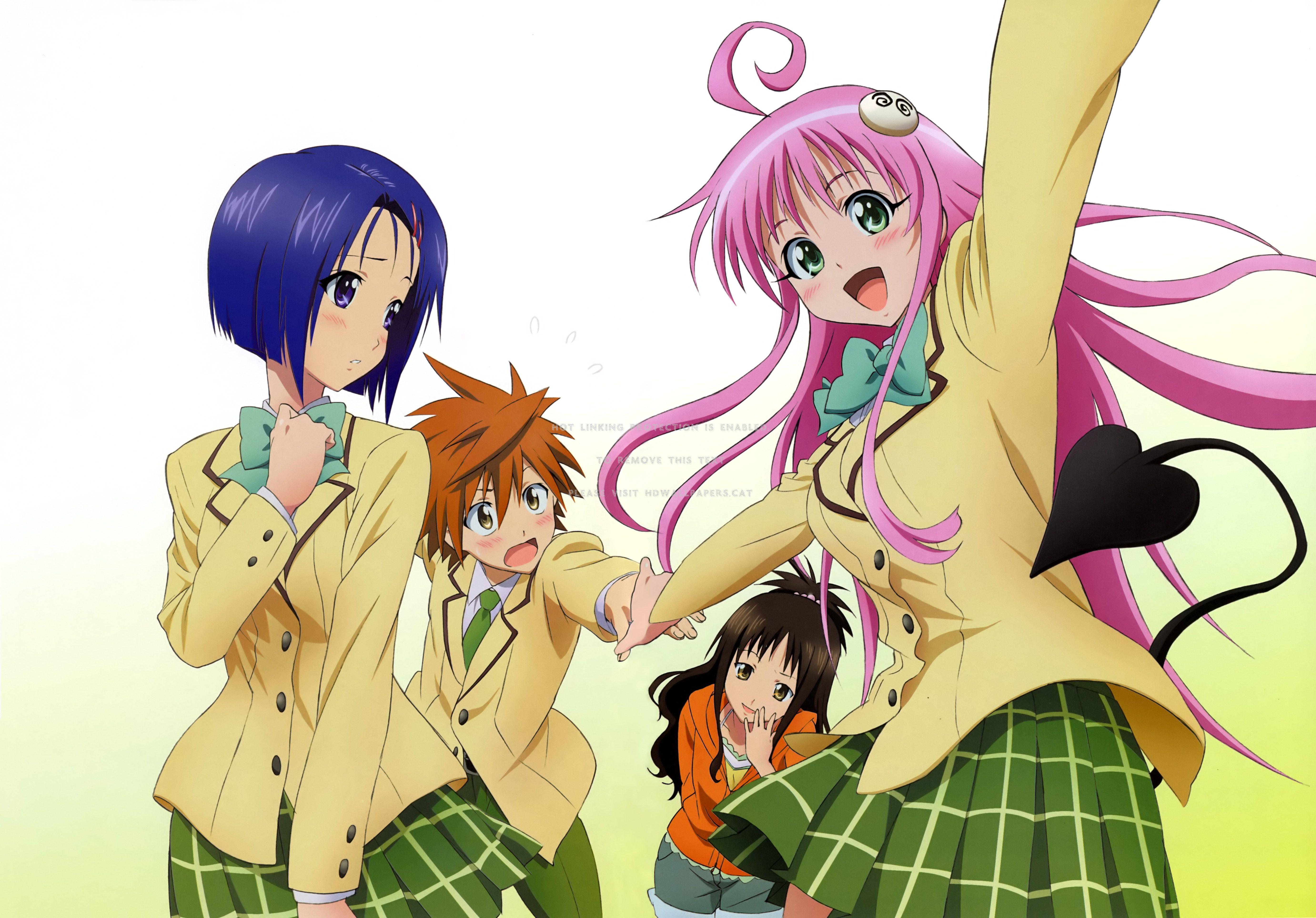 5525x3853 haruna rito mikan and lala purple hair love