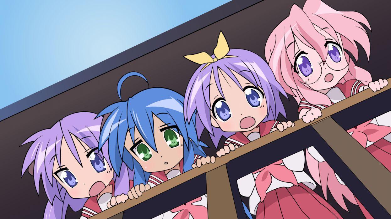 1245x700 Blue hair green eyes hiiragi kagami hiiragi tsukasa izumi konata