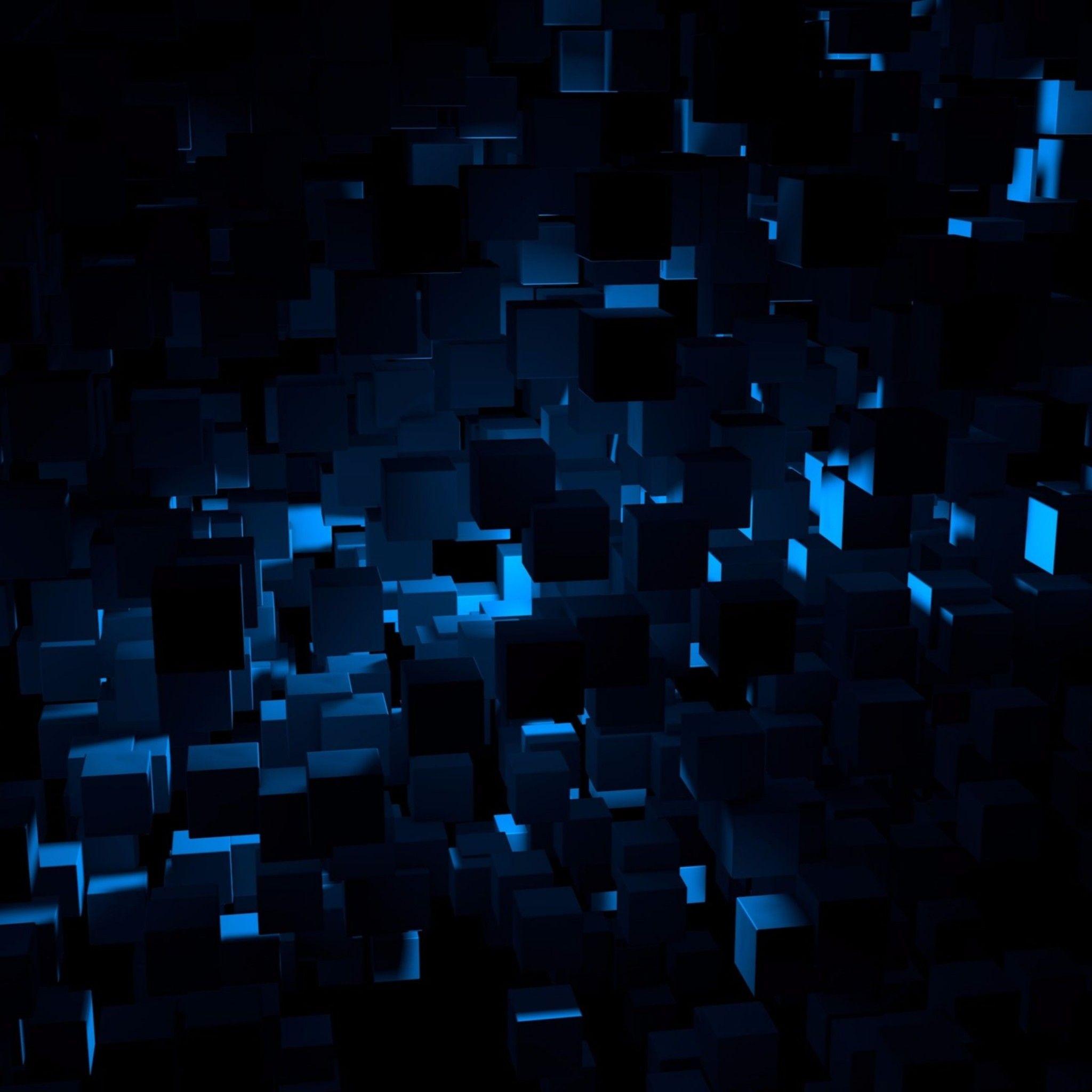 2048x2048 Hình nền 4K trừu tượng màu xanh và đen. Hình nền 4K miễn phí