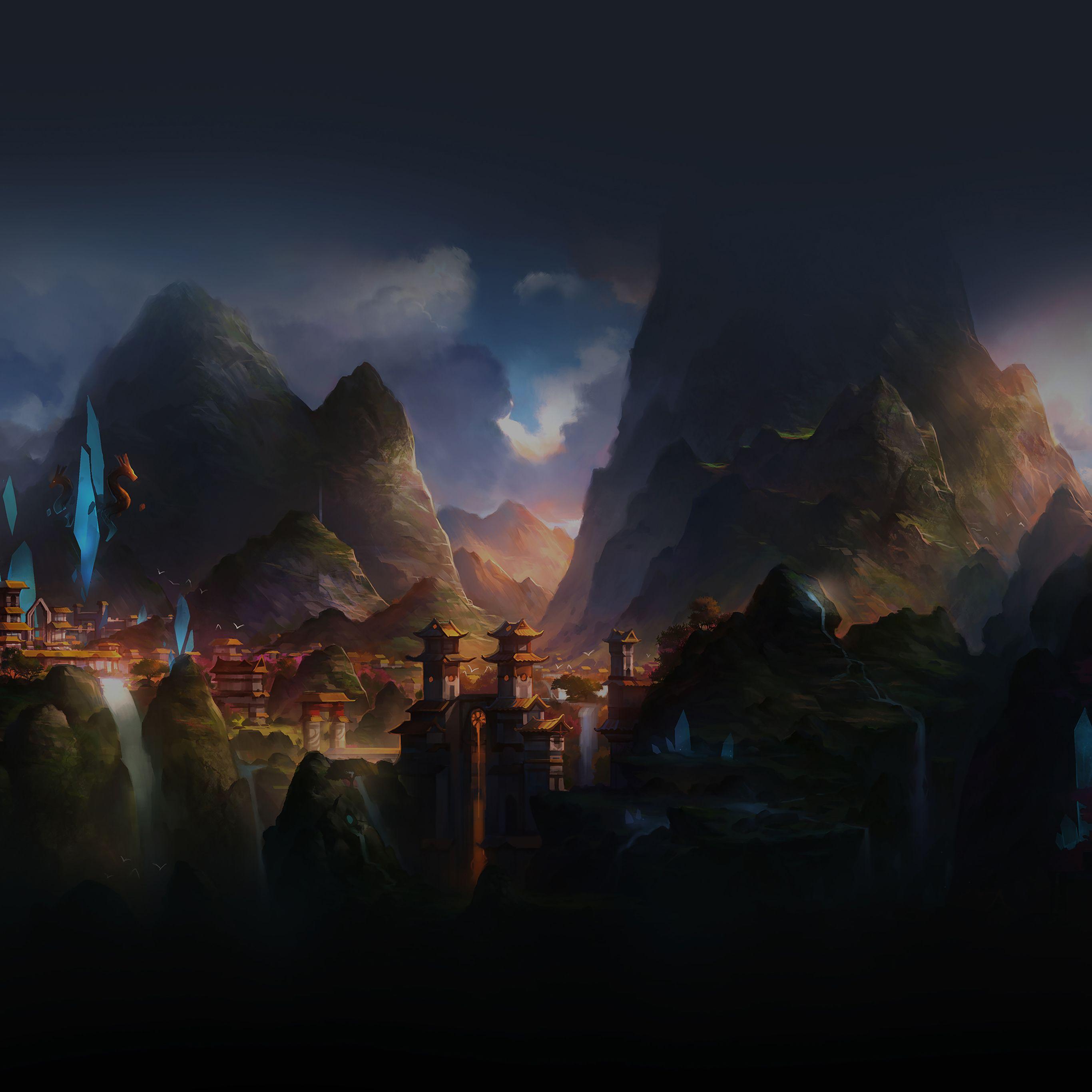2732x2732 Mountain Art Illust China Anime Peaceful