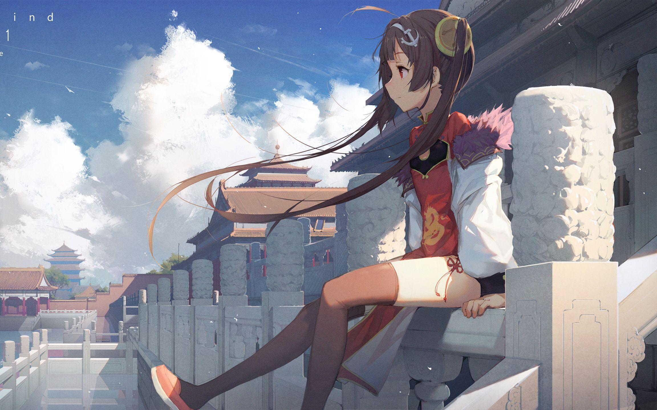2304x1440 #Chinese dress, #Chinese architecture, #kieed, #Azur Lane