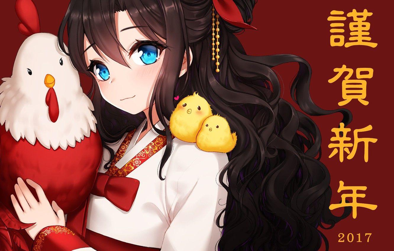 1332x850 Wallpaper China, kawaii, girl, woman, bird, anime, feathers, miku, brunette, asian, japanese, chinese, oriental, asiatic, sugoi, subarashii image for desktop, section арт