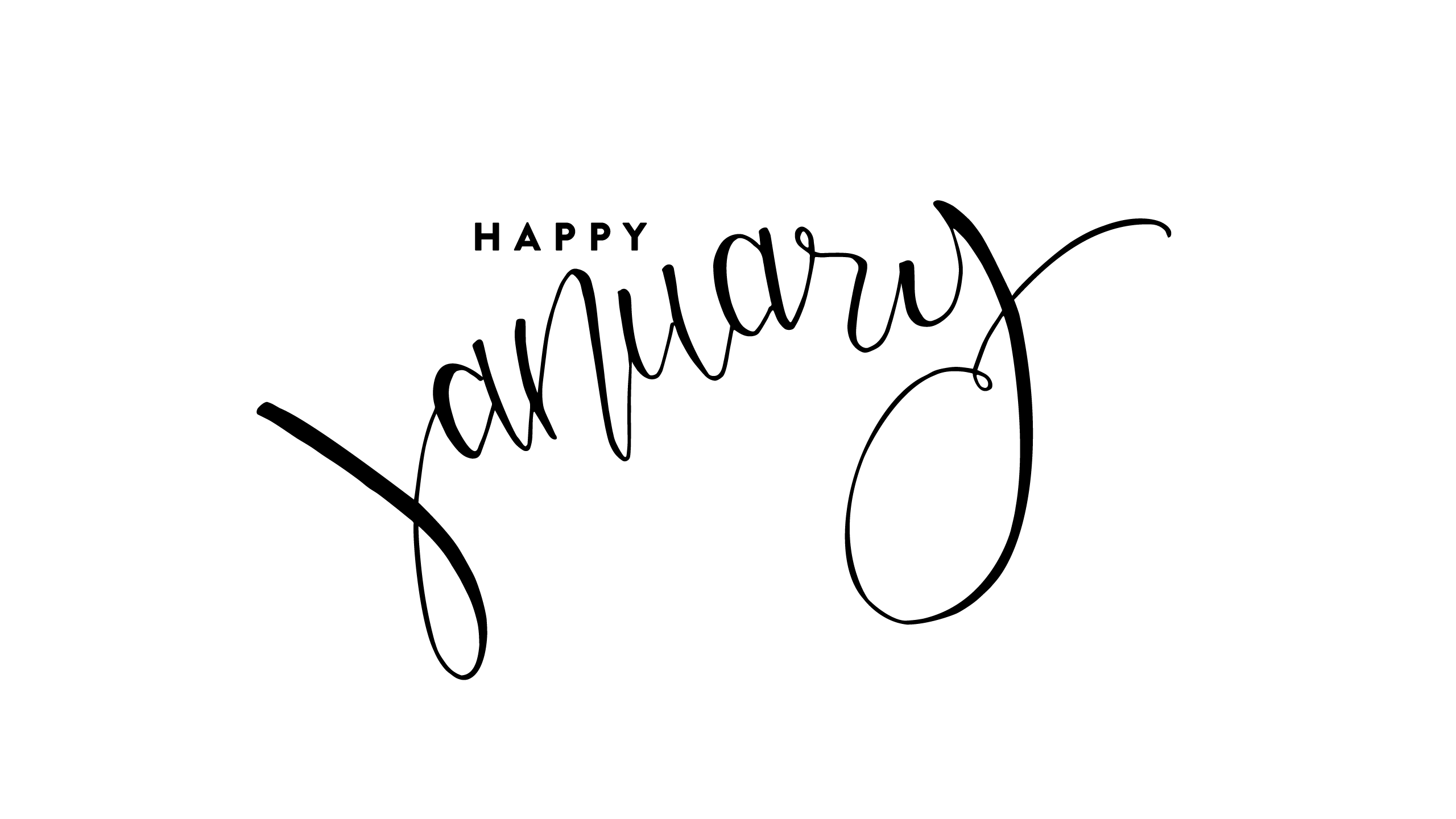 2560x1440 Hello January Image Black and White. January image, Hello january