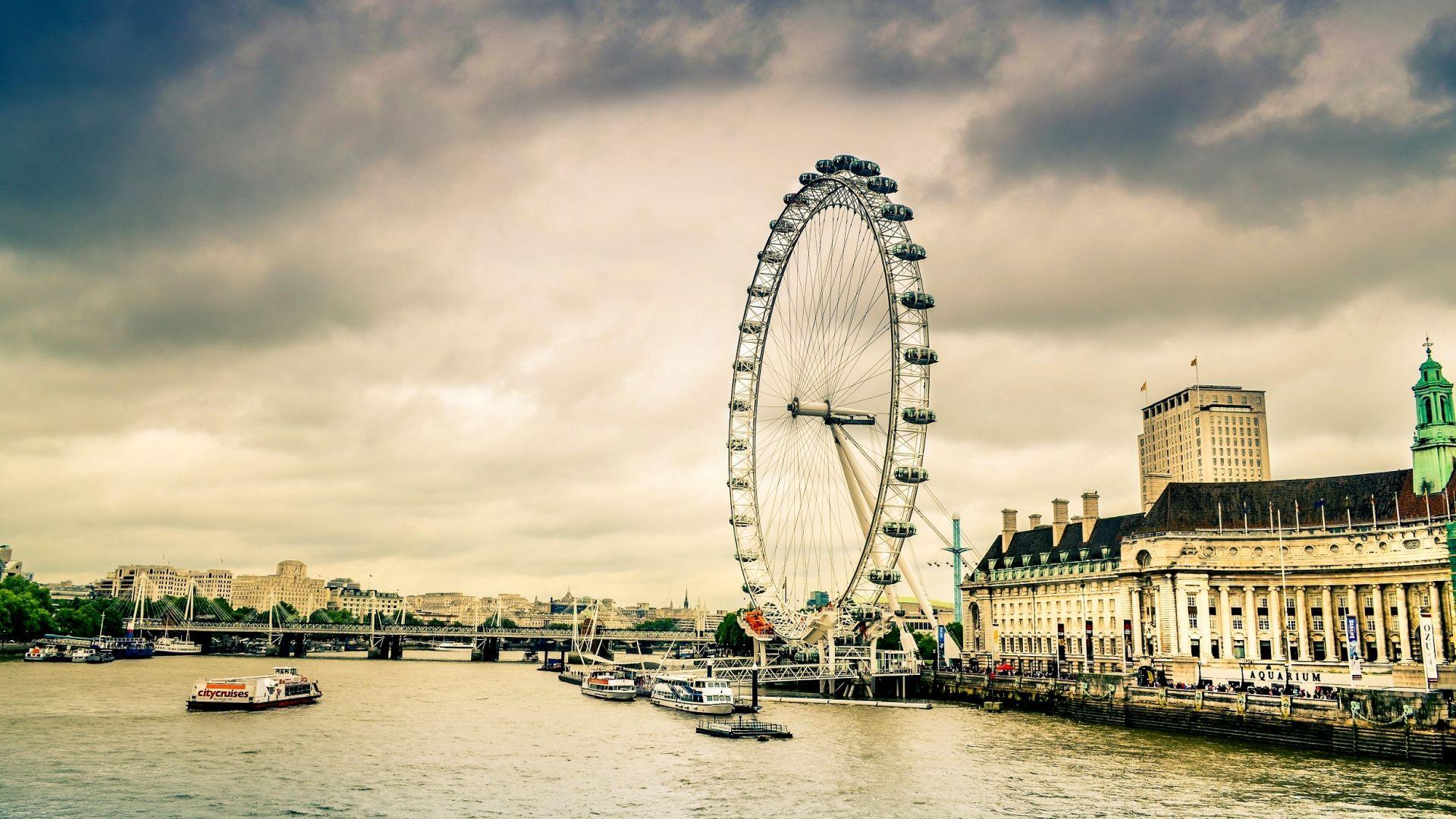 1919x1080 ferris wheel, amusement park, architecture 1080P Laptop