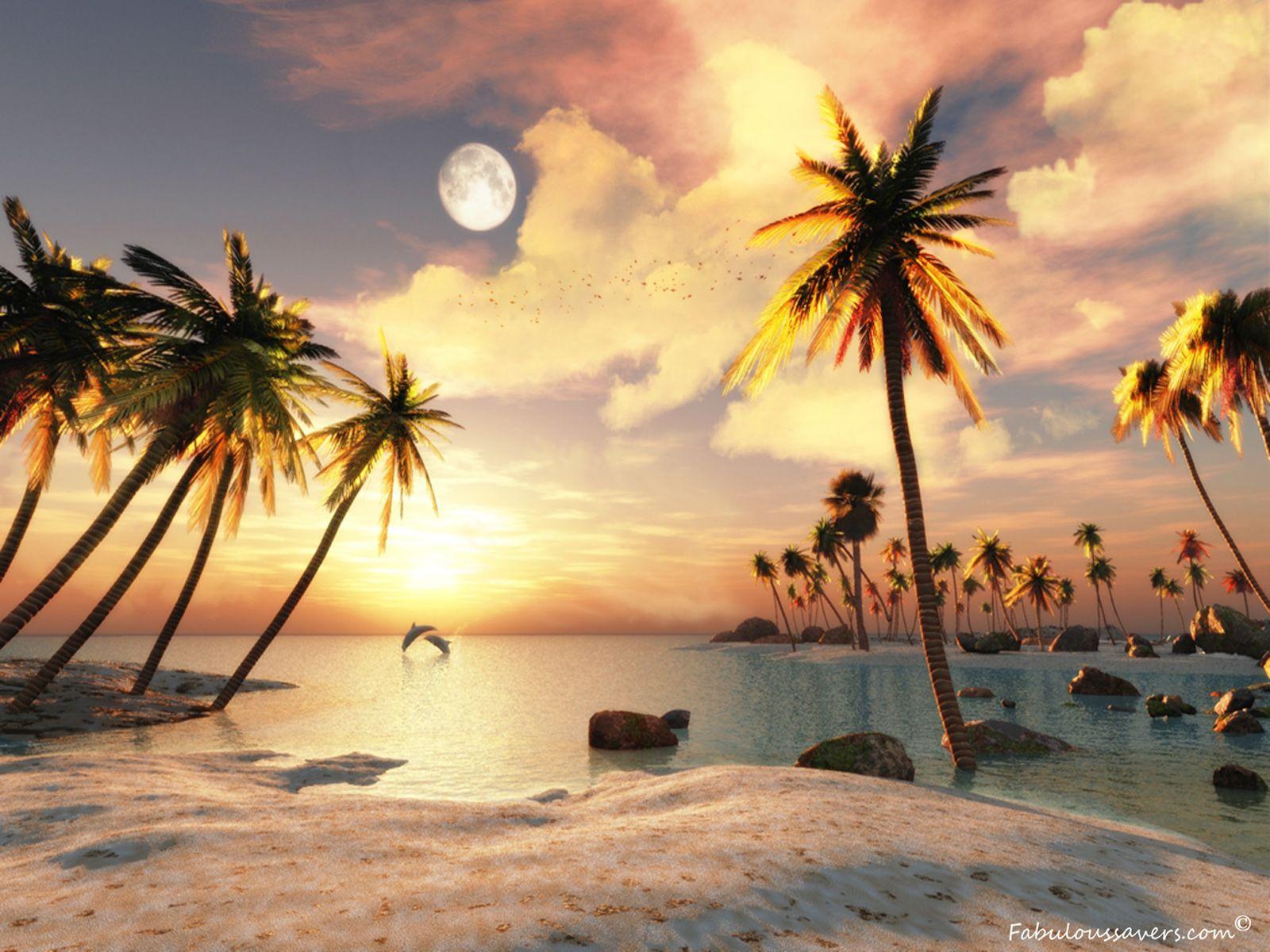 1600x1200 3D Beach Wallpaper Computer Desktop Wallpaper