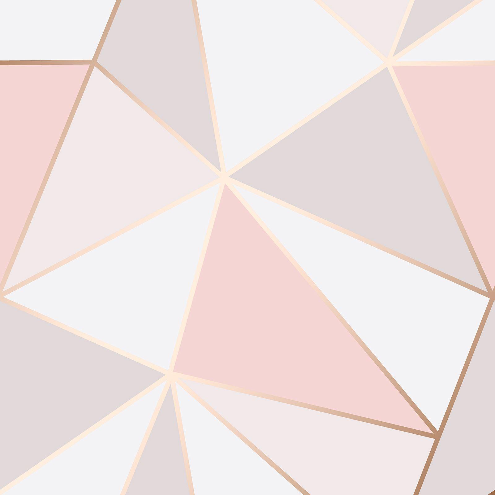 Blush PinkGrey Marble WallpaperGeometric TriangleChantilly Debona 5013 
