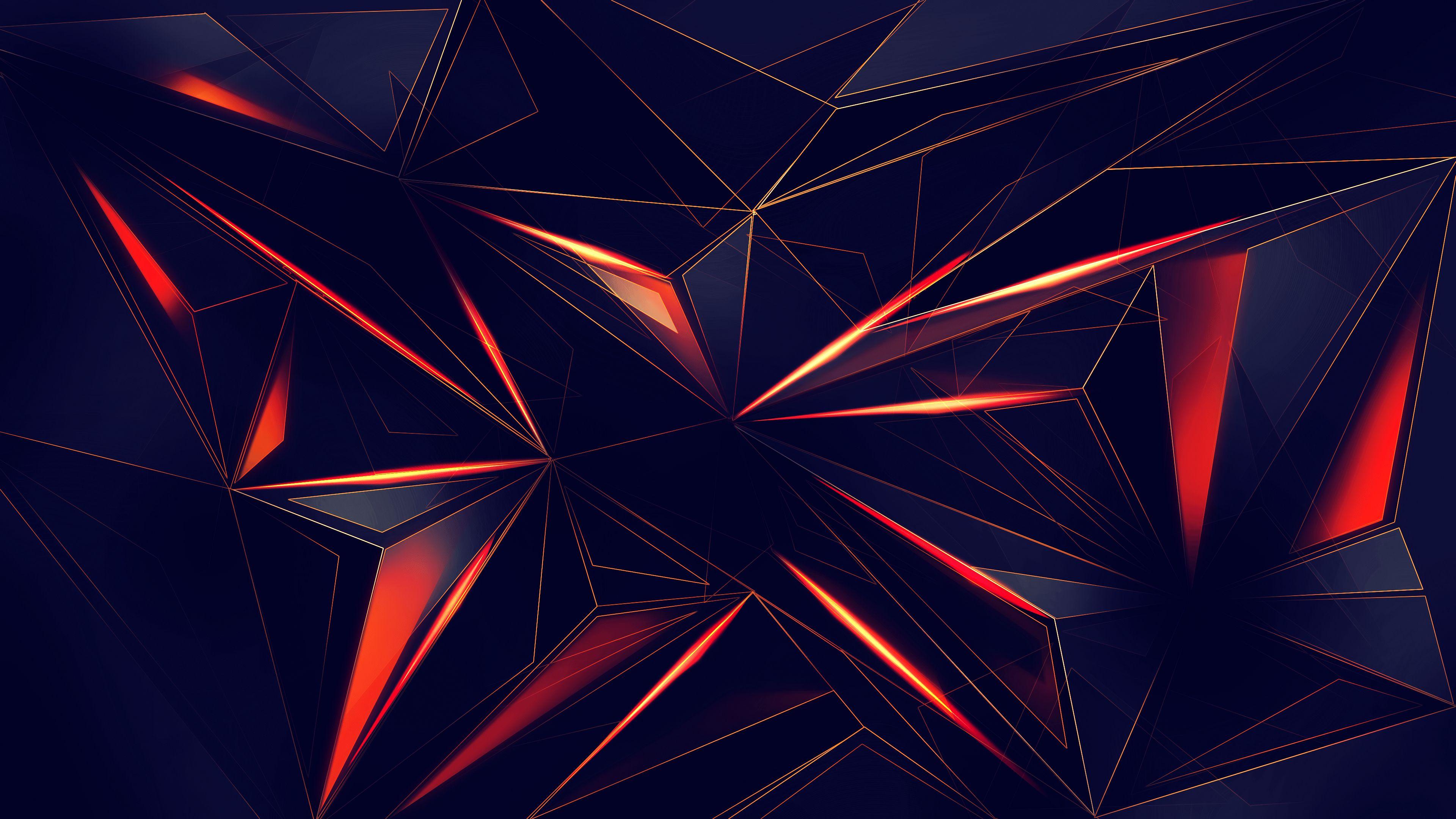 3840x2160 D, K, #Black, #Geometric, #Triangles, #Dark. Abstract