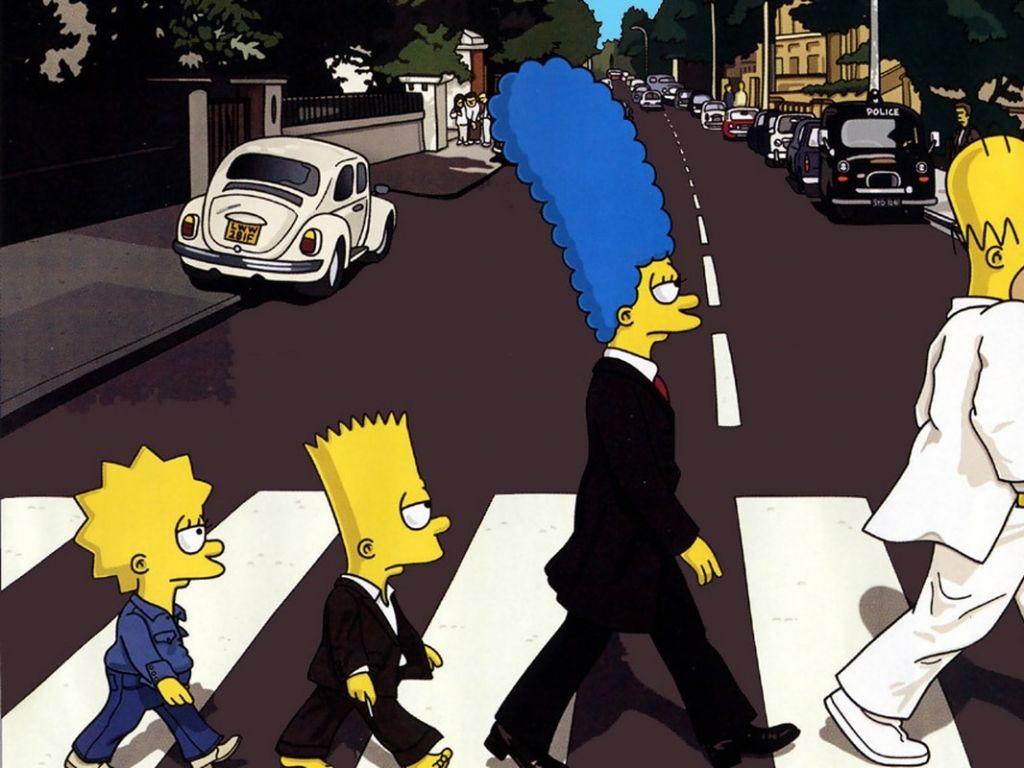 1024x768 Free download cartoons abbey road parody the simpsons the beatles