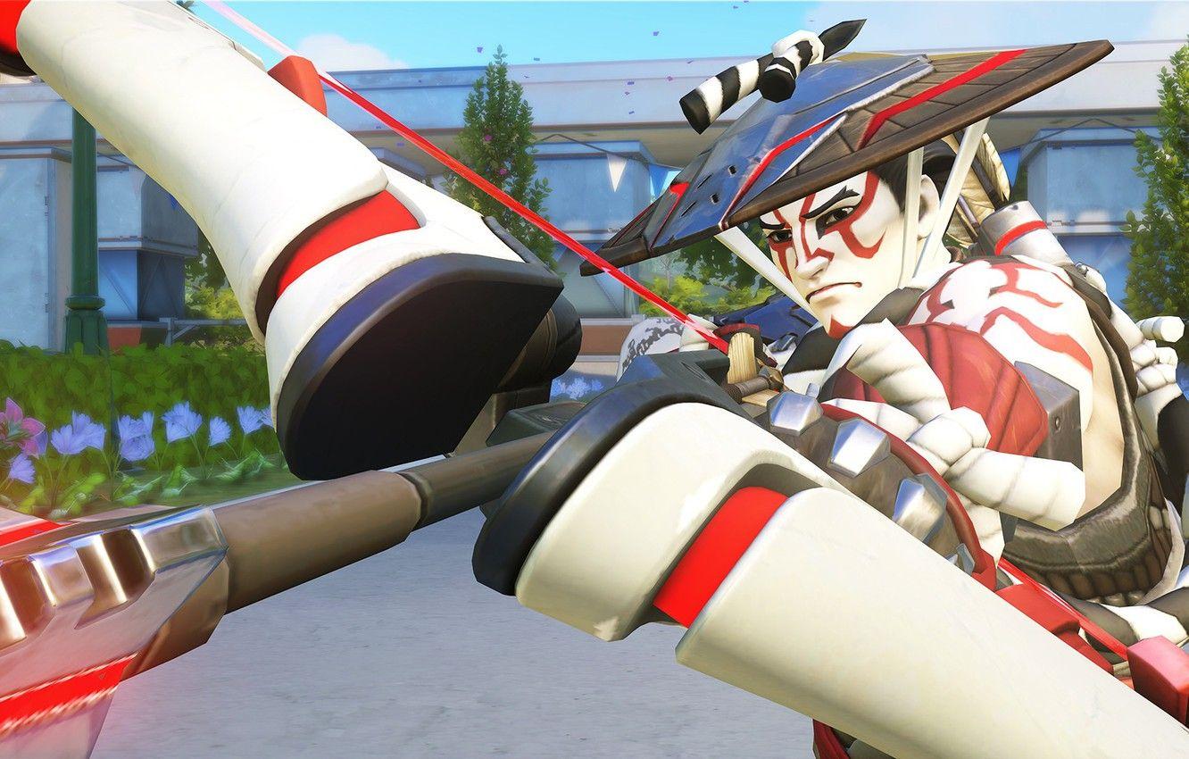 1332x850 Wallpaper bow, OVERWATCH, Hanzo Kabuki Character Skin image