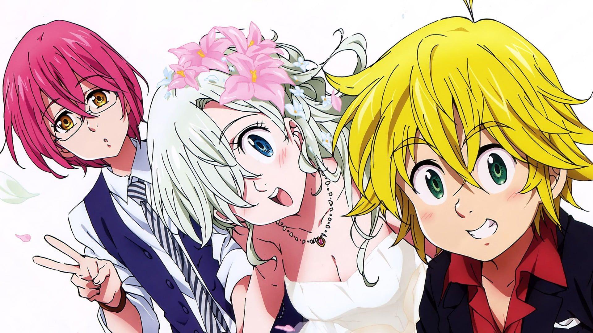 1920x1080 Elizabeth, Meliodas, and Gowther of Nanatsu Nu Taizai HD wallpaper