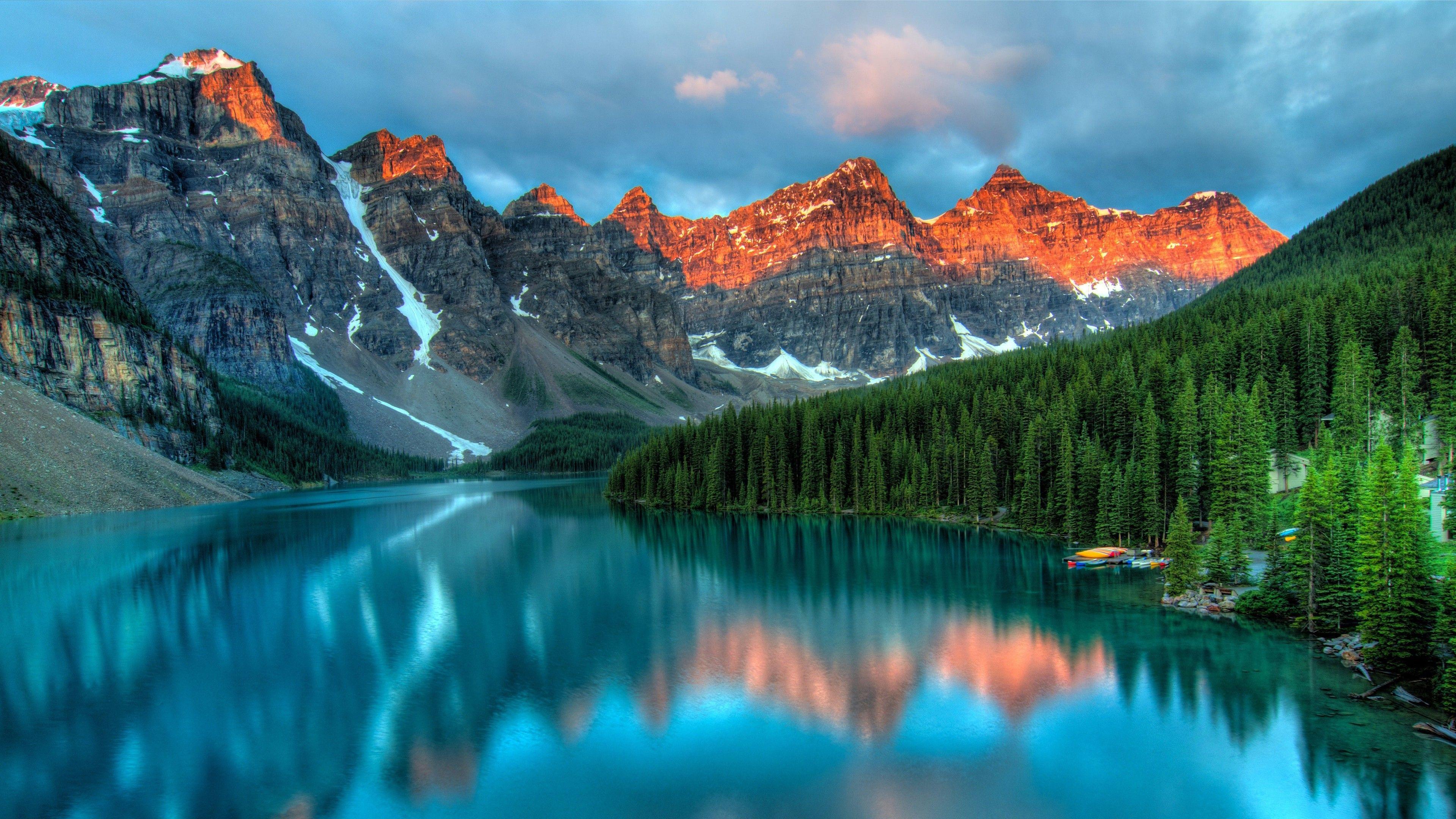 3840x2160 Mountains at golden hour in the forest Wallpaper 4k Ultra HD