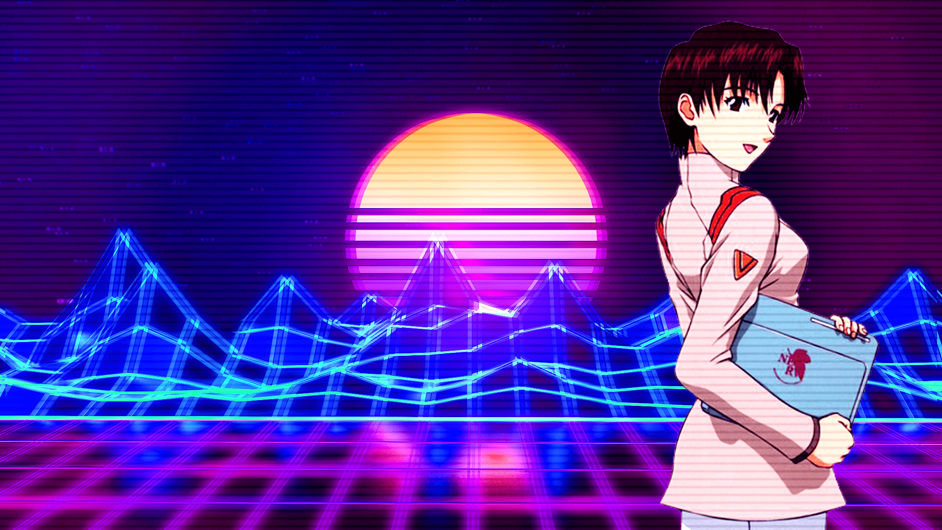 1920x1080 My first attempt at making a vaporwave wallpaper featuring best girl, Maya ibuki