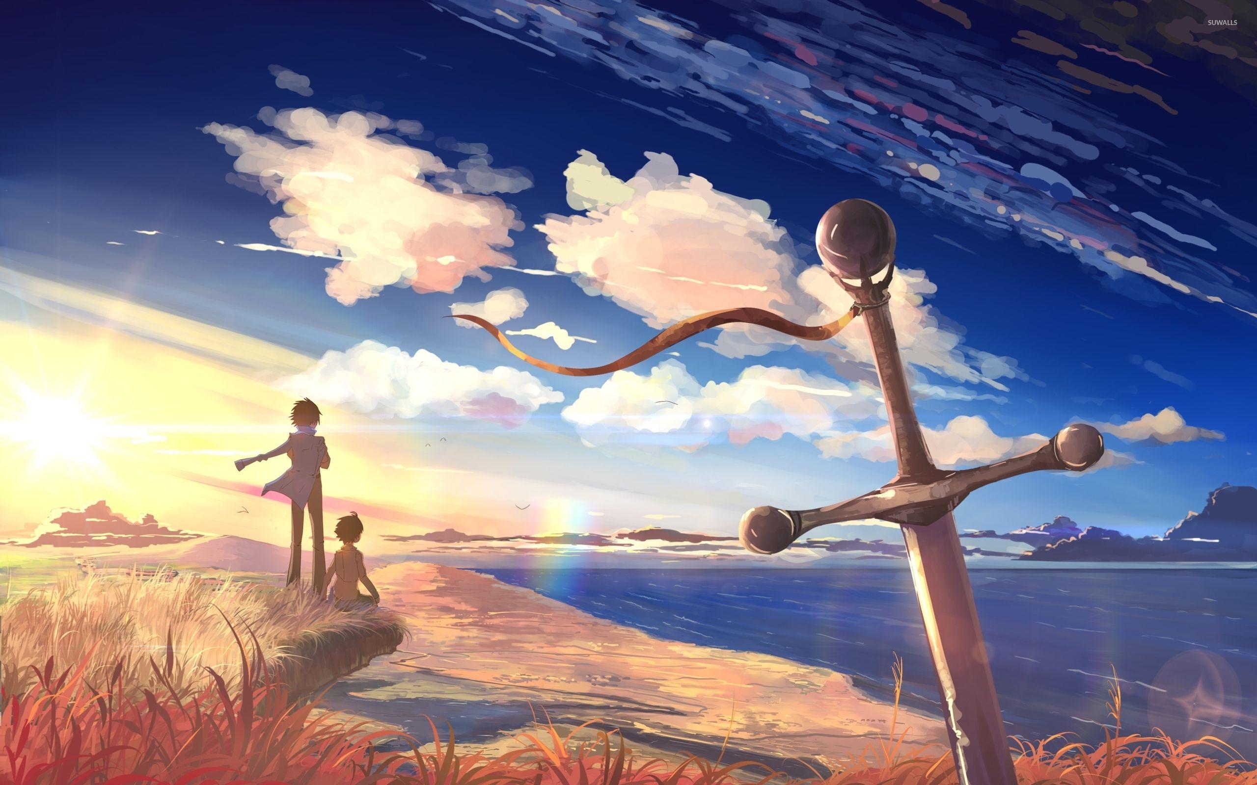 2560x1600 Sword of the Horizon: Ocean Clouds in 5 Centimeters per Second Anime Landscapex1600