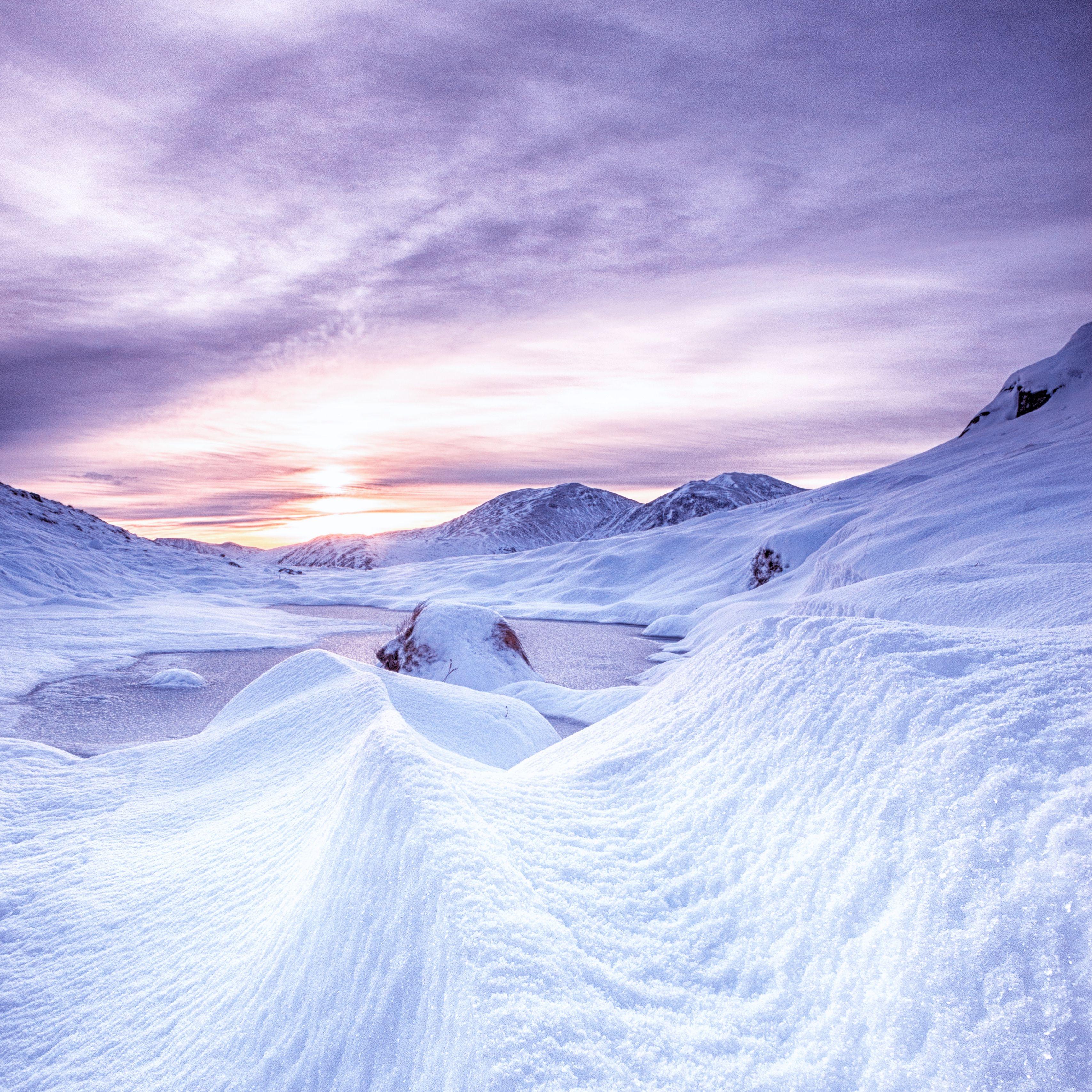 3415x3415 Wallpaper Snow, Mountains, Dawn, Scotland Mountains