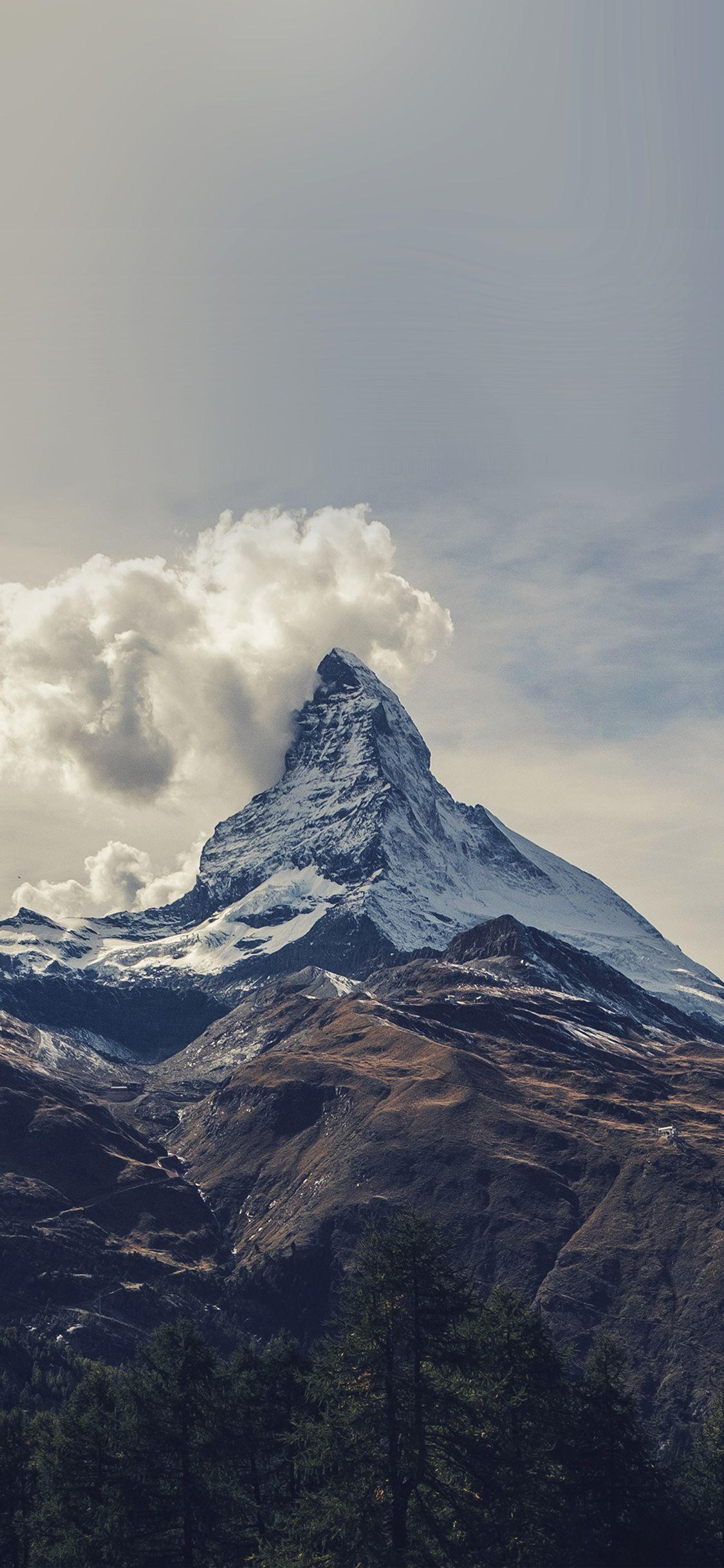 1125x2436 Mountain Snow Sky Nature Wallpaper