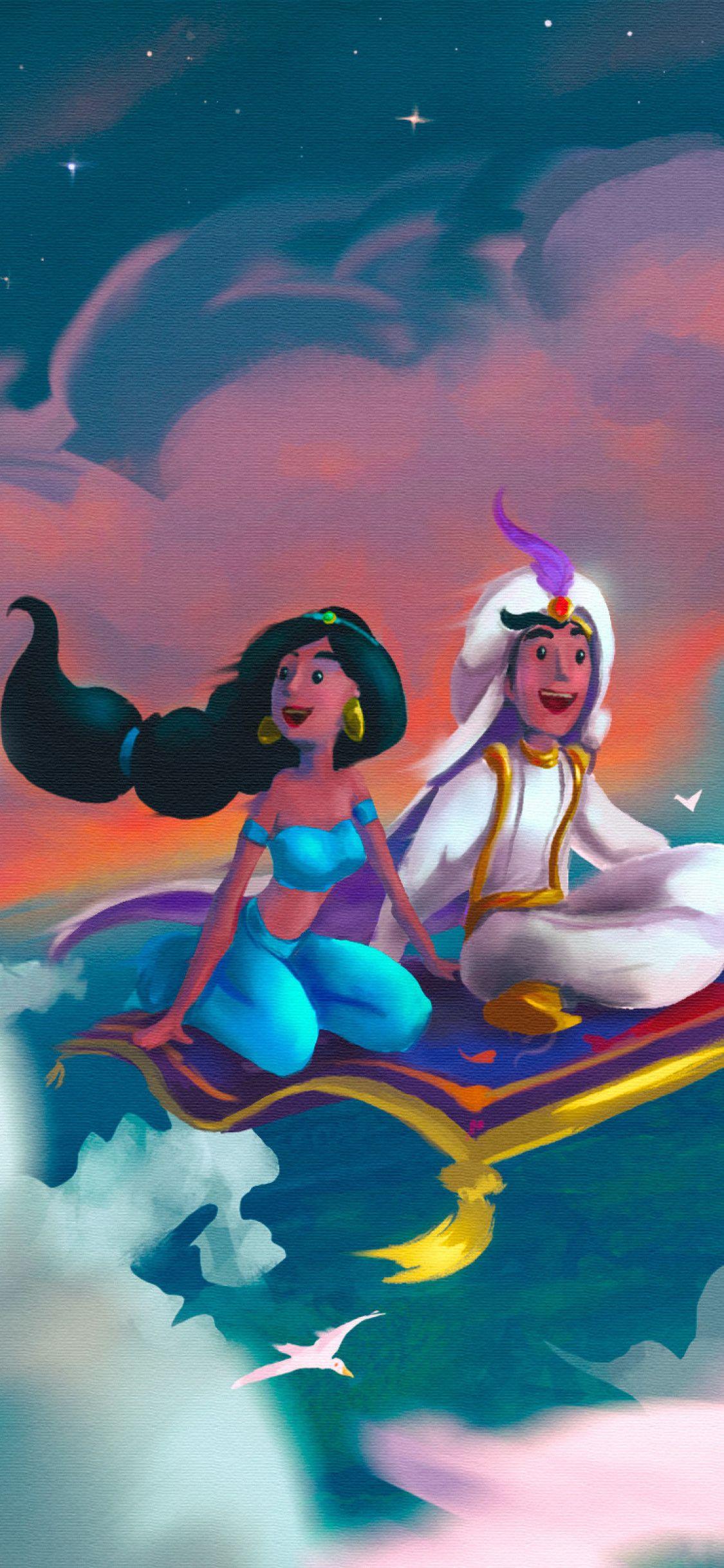 1125x2436 Aladdin And Jasmine Art iPhone XS, iPhone iPhone X HD