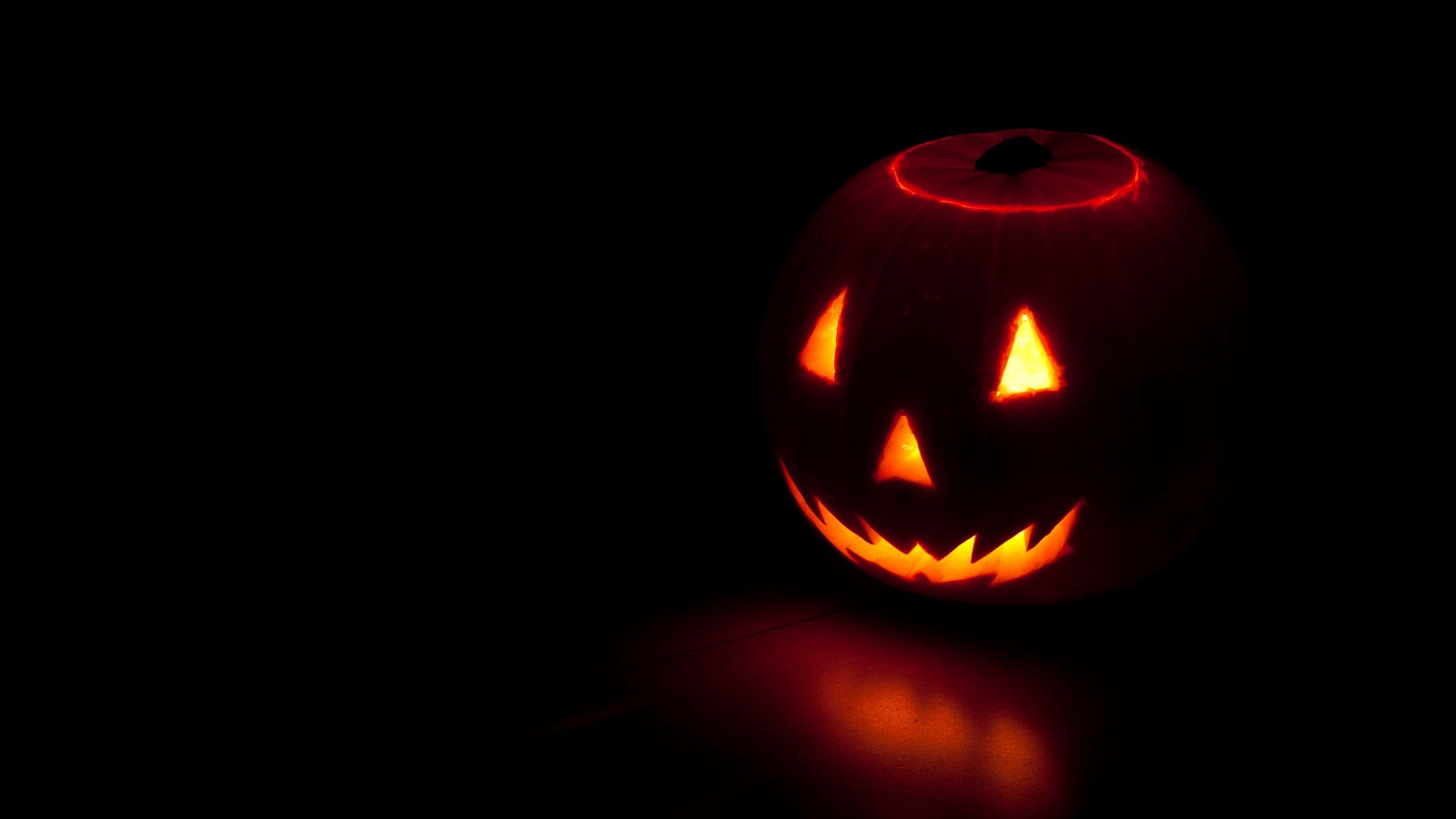 2560x1440 Download wallpaper 2560x1440 halloween, pumpkin, dark, autumn