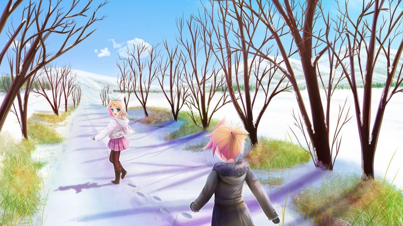 1366x768 Download wallpaper 1366x768 girls, walk, snow, sun, joy tablet