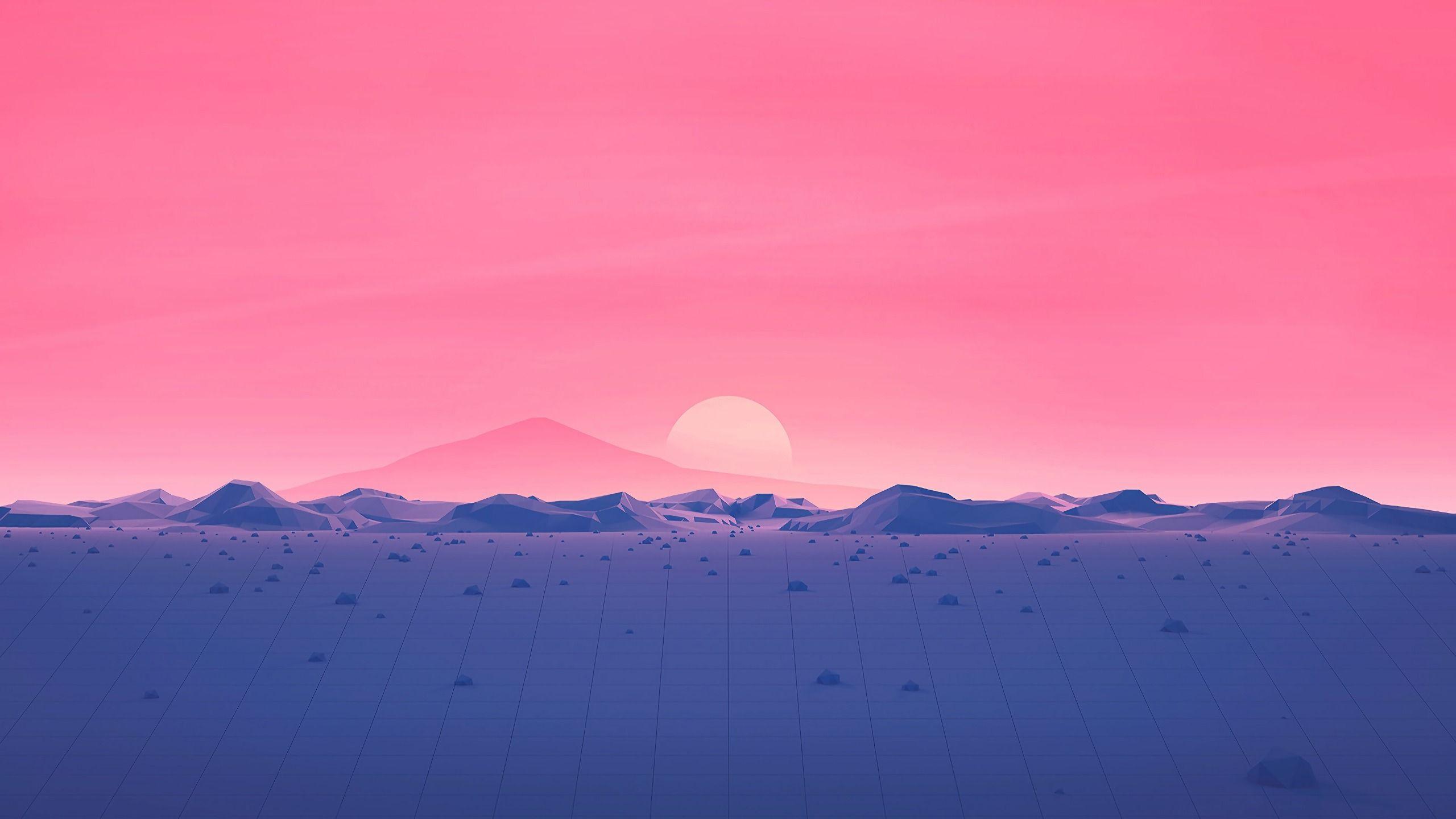 2560x1440 Polygon Summer Night 1440P Resolution Wallpaper, HD