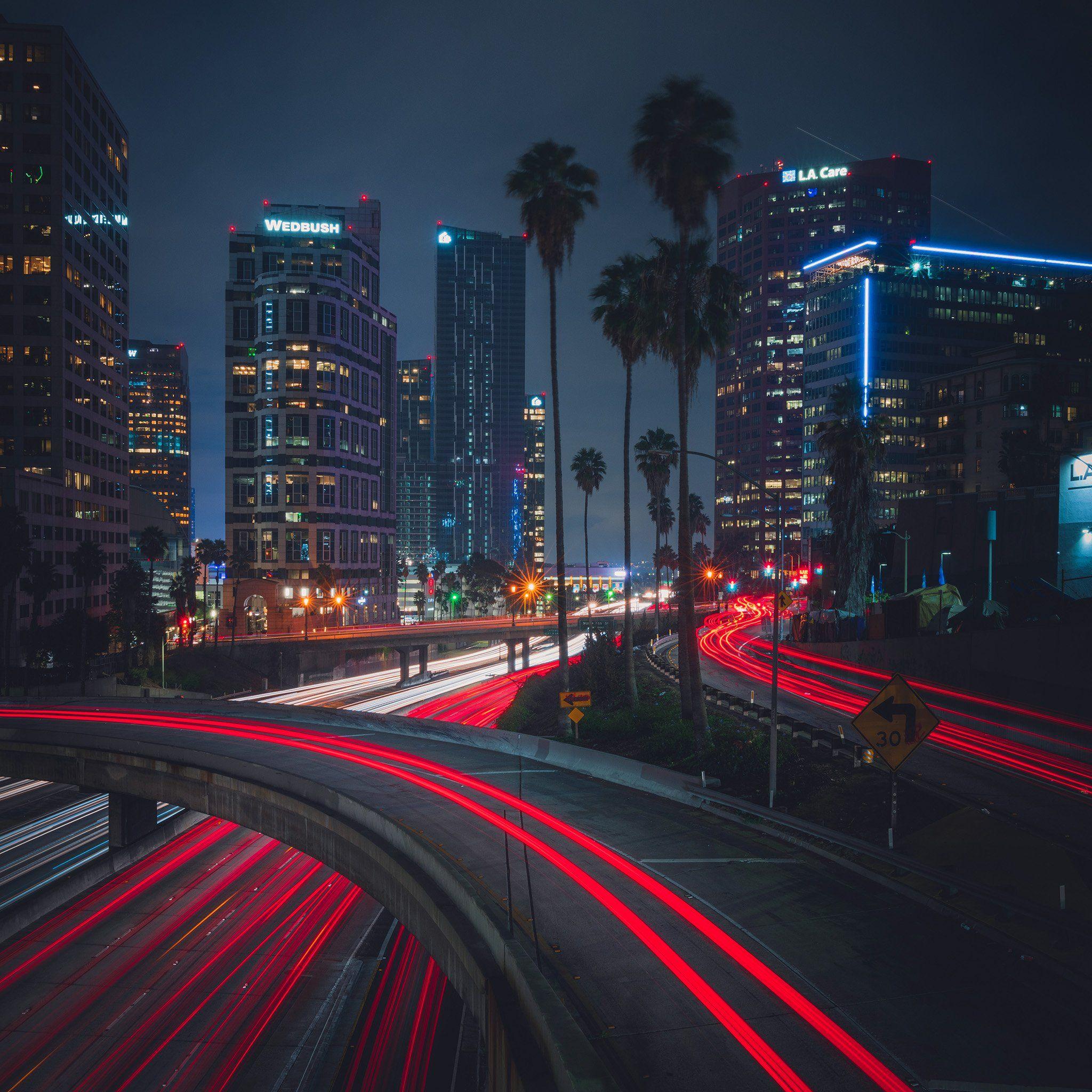 2048x2048 City Night Summer La Nature Wallpaper