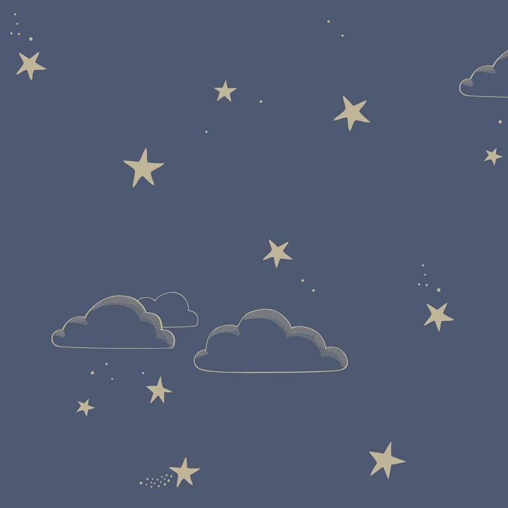 1024x1024 Starry Sky Wallpaper in Indigo & Gold