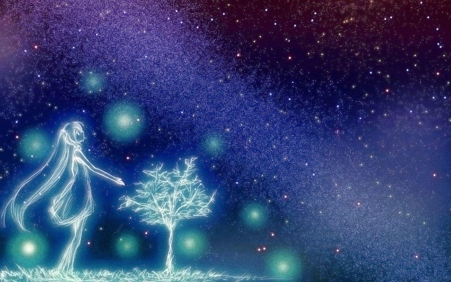 1440x900 Free Anime Starry Night Sky Wallpaper Image at Cool Monodomo