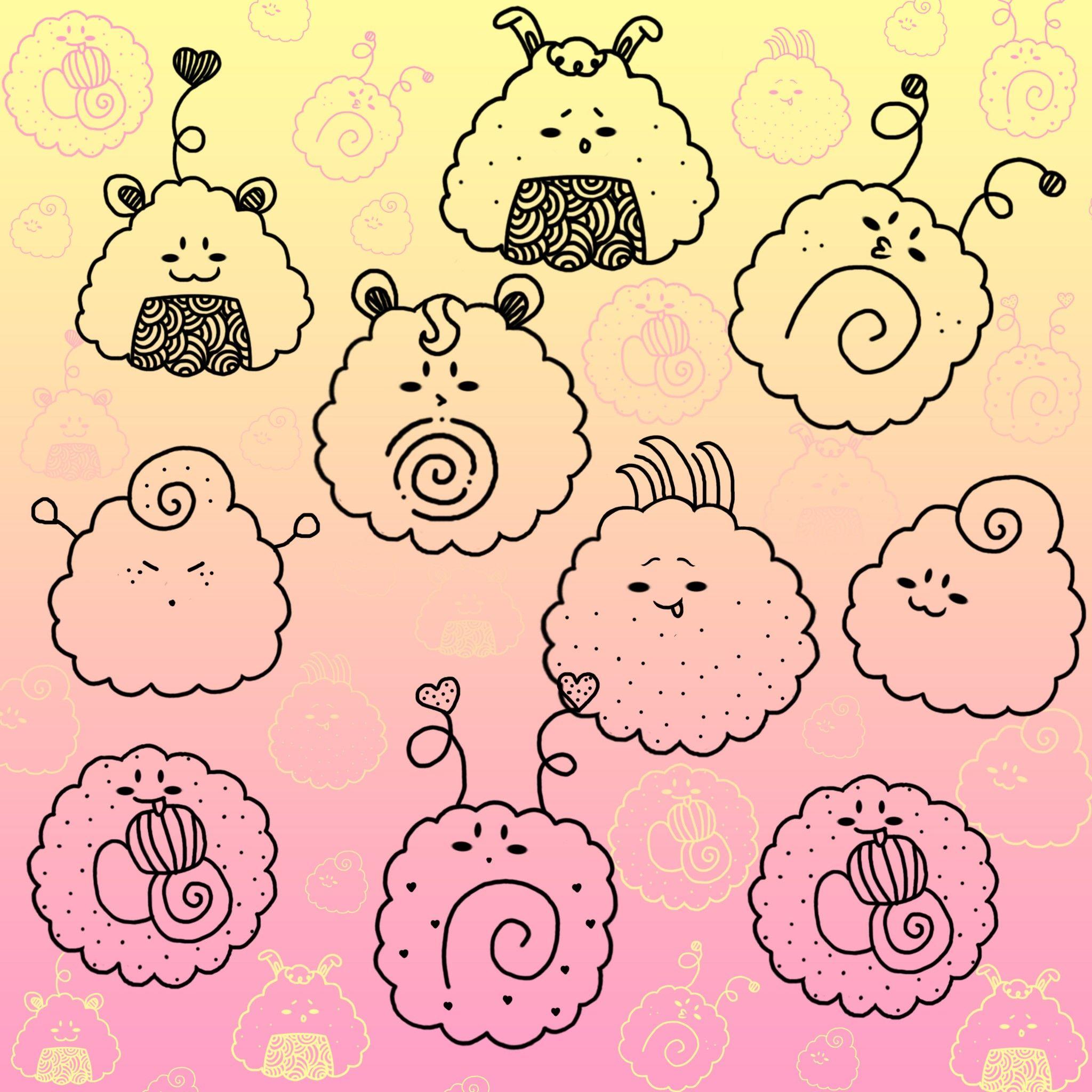 2048x2048 Kawaii Sushi Brushes to see more cute Kawaii cartoon wallpaper! - Cartoon wallpaper, Kawaii wallpaper, Cute cartoon wallpaper
