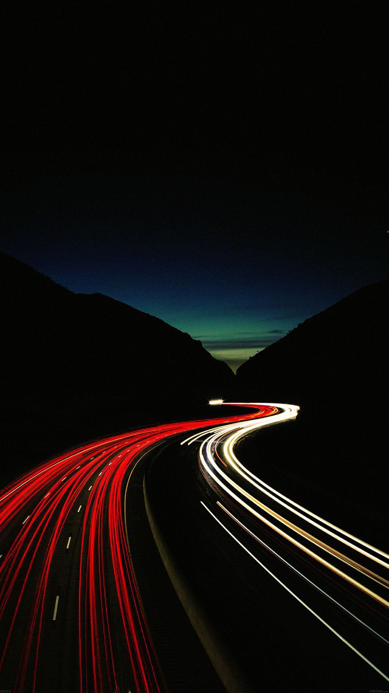 1242x2208 ↑↑TAP AND GET THE FREE APP! Picture View Sunset Road Lights