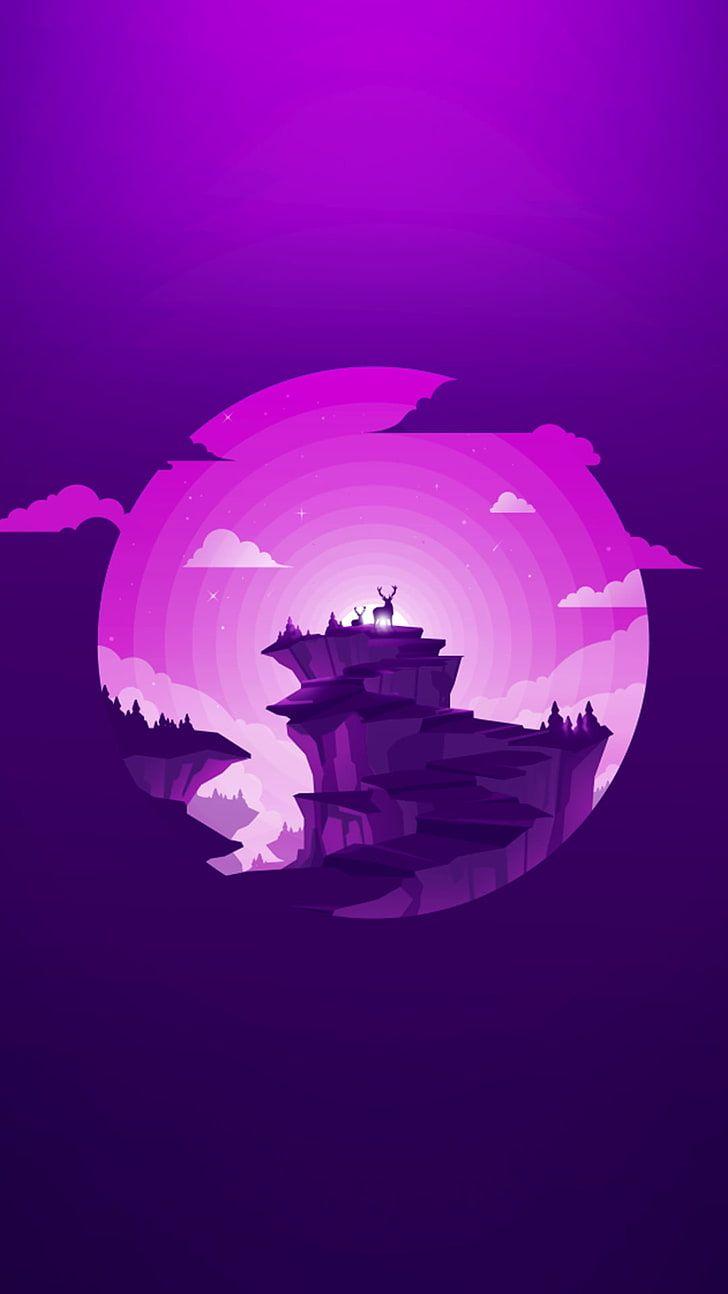728x1294 1082x1922px. free download. HD wallpaper: material style, minimalism, pink color, purple, nature, water