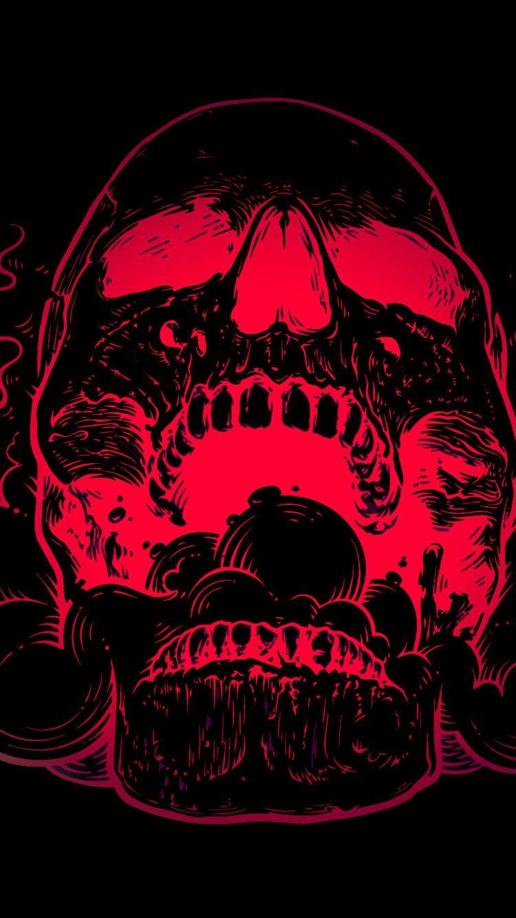 750x1334 Red Skull Flowers Black Background 4k iPhone iPhone 6S