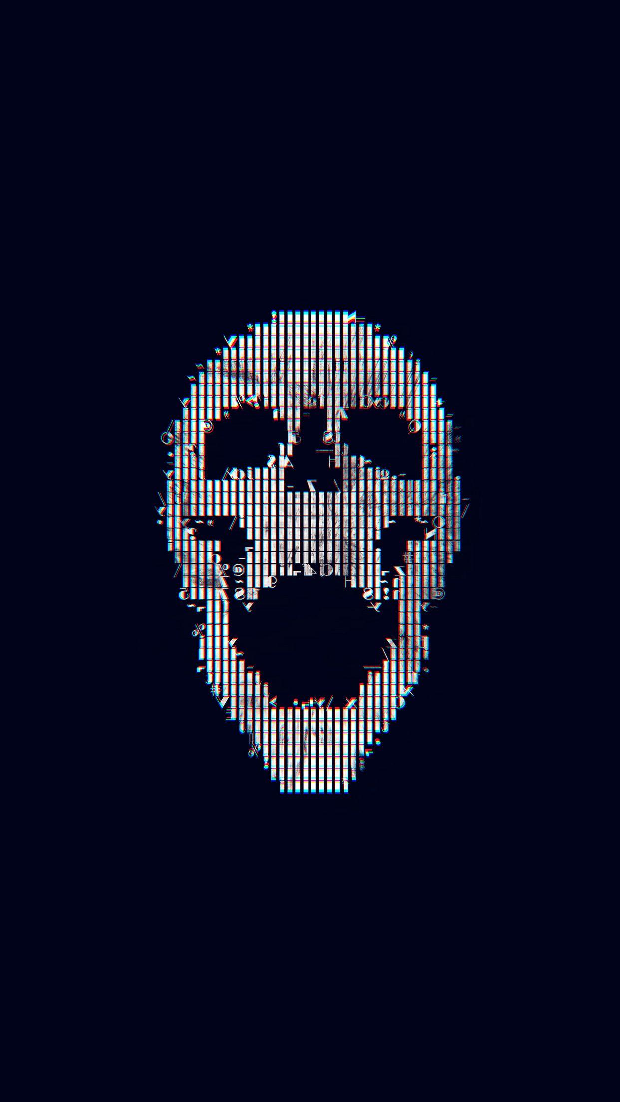 1242x2208 iPhone 6 wallpaper. digital skull bw