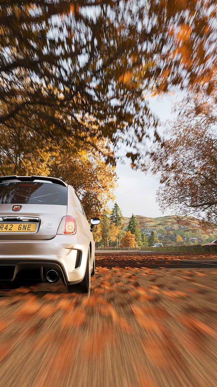 728x1294 HD wallpaper: Forza Horizon Abarth 695 Biposito, fall, UK