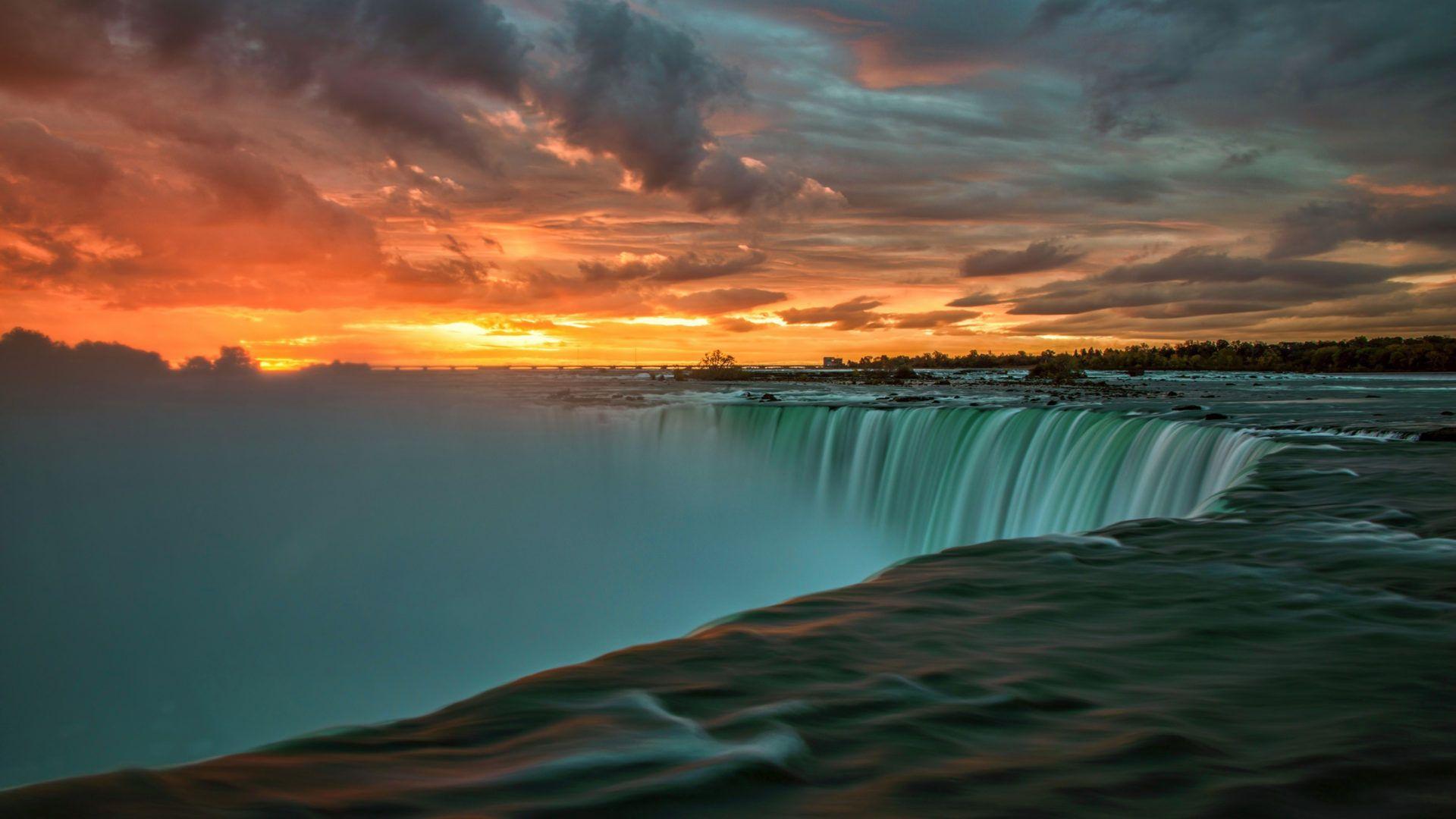 1920x1080 Niagara Falls In Canada Sunset Landscape Nature 4k Ultra HD