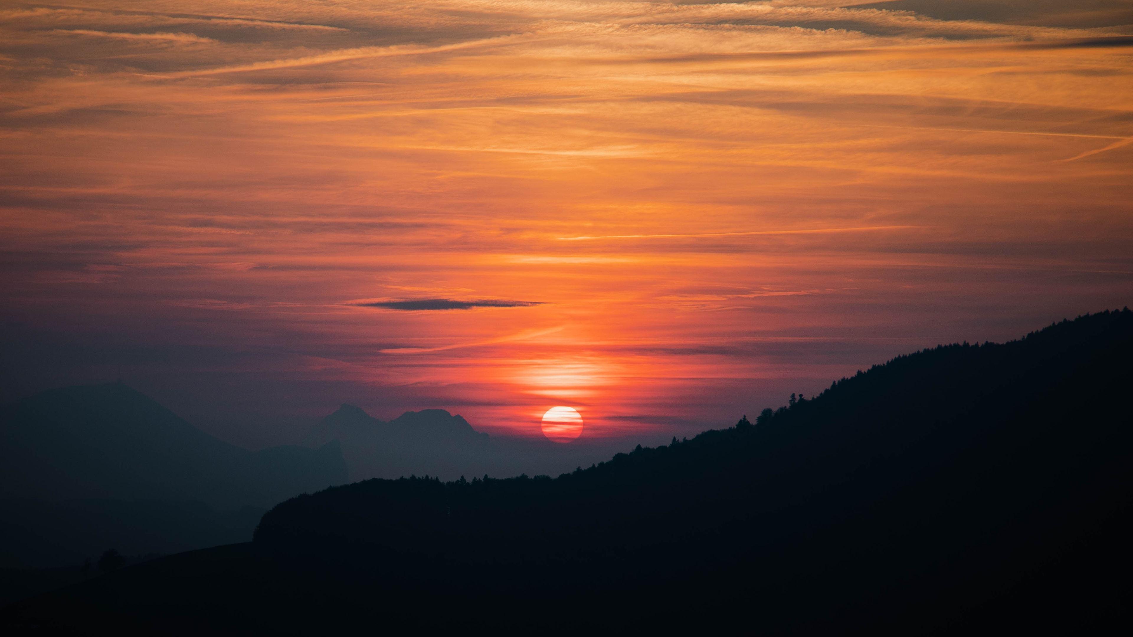 3840x2160 Hình nền 4k Sunset Mountains Hill Hình nền 4k 4k, Hình nền hd