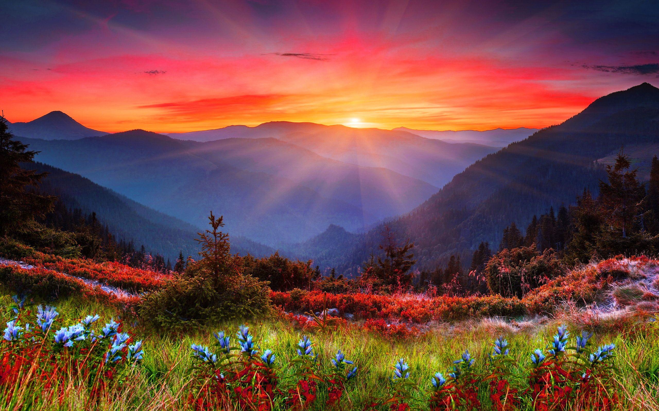 2560x1600 Mountain Sunset Picture Sunset, HD Wallpaper