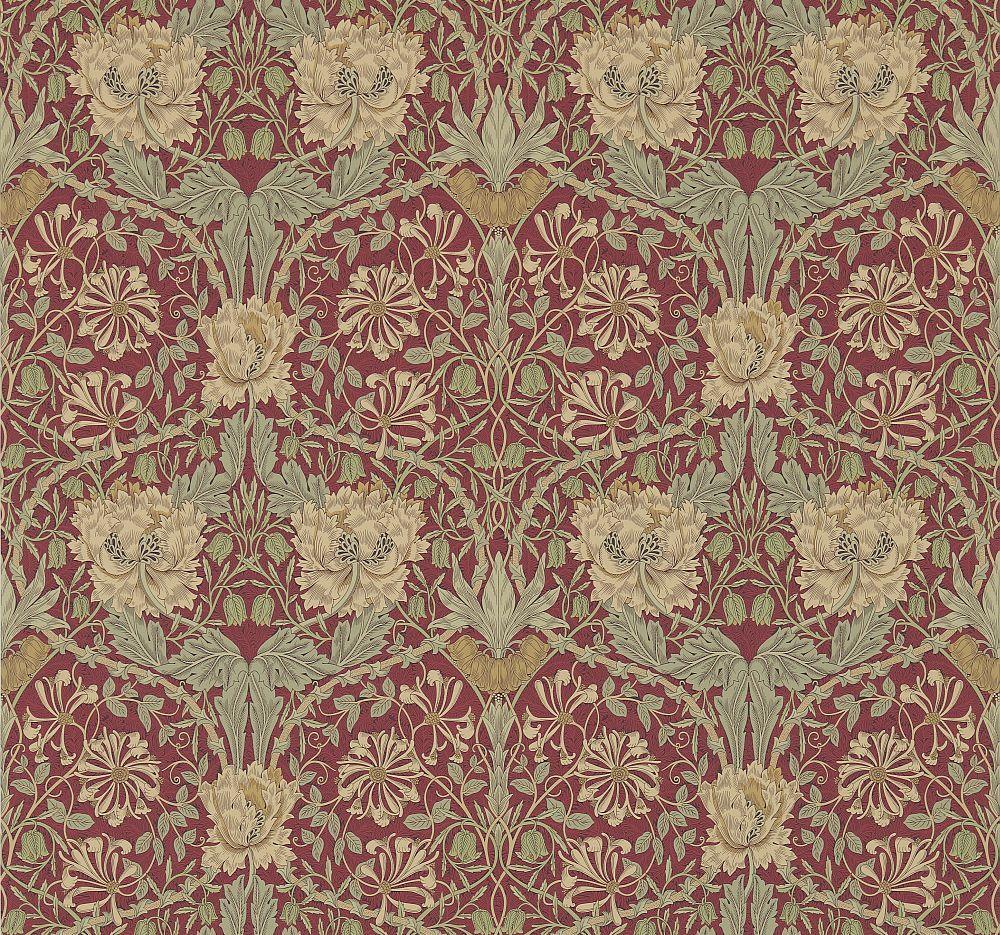 1000x935 Honeysuckle and Tulip by Morris - Red / Gold: Wallpaper Direct