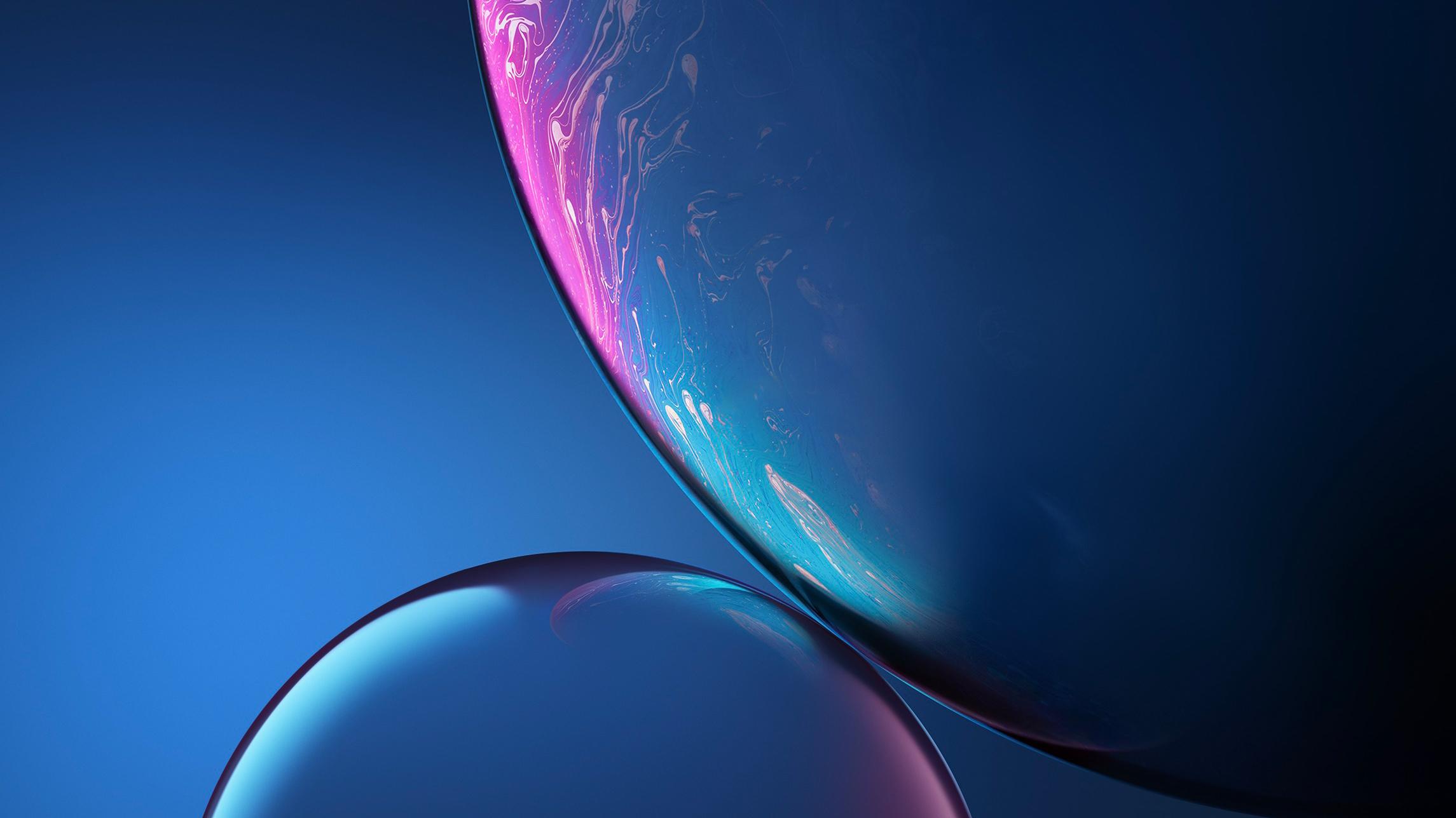 2290x1288 Blue Bubbles iPhone XR Stock Wallpaper