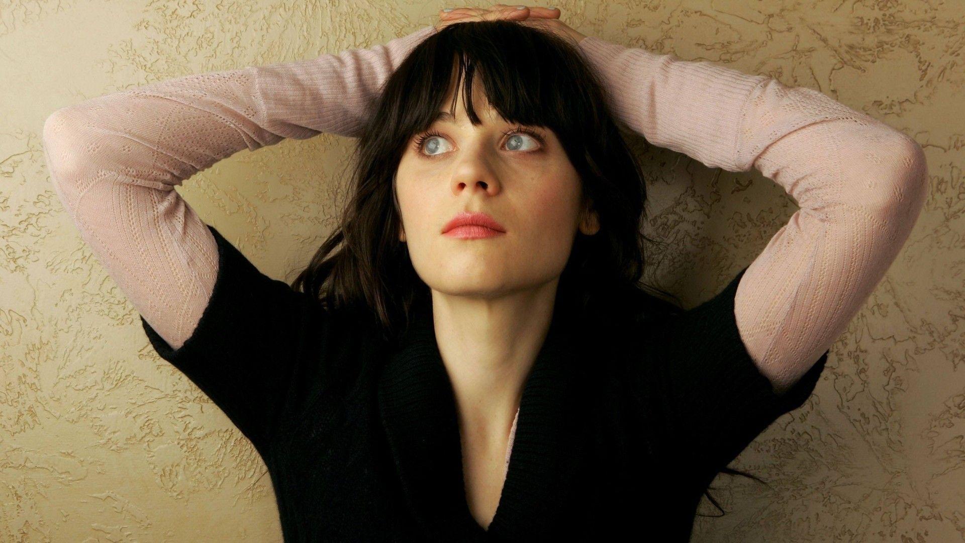 1920x1080 #arms up, #women, #Zooey Deschanel, #actress, #celebrity