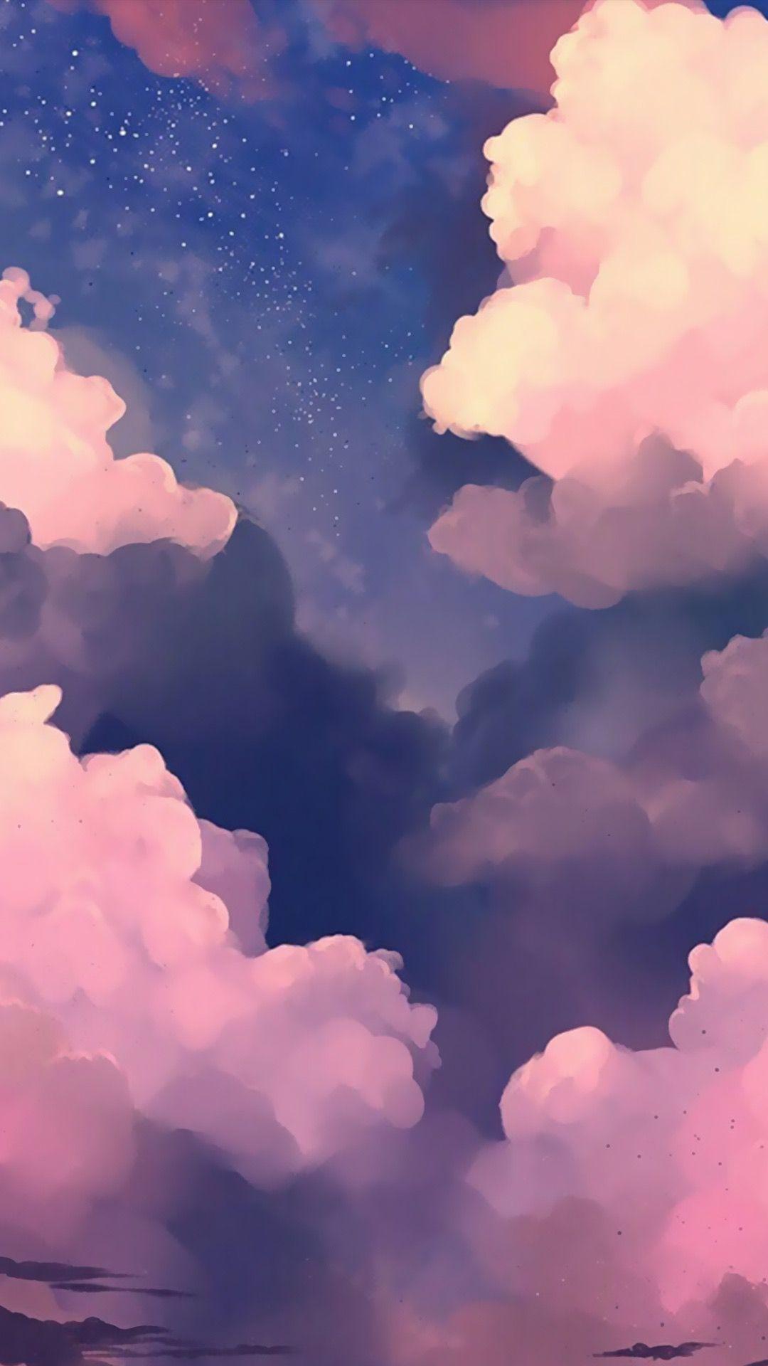 Cloudy Night Sky Wallpaper  Etsy
