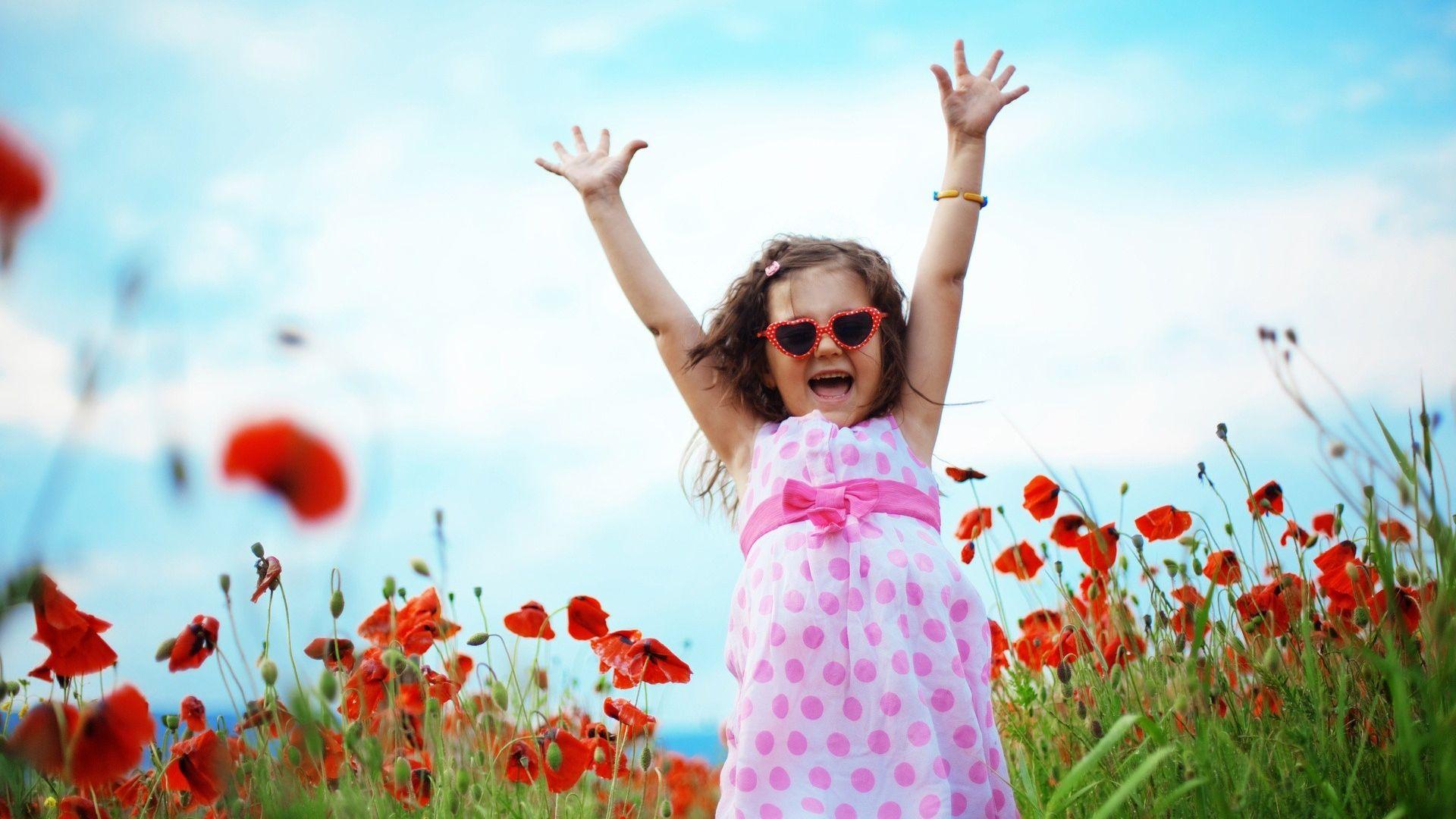 1920x1080 Free download Happy Cute Cool Child Girl Dancing In Garden