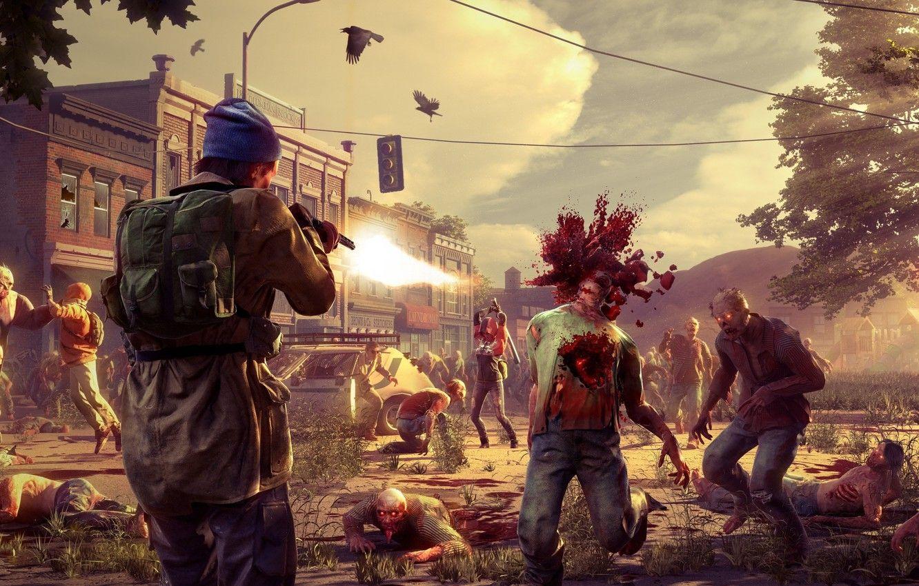 1332x850 Wallpaper gun, blood, game, undead, weapon, fight, shotgun, State