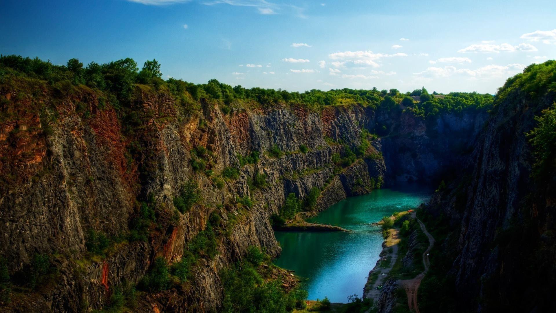 1920x1080 Lakes: Central Pool Region Marvelous Swimming Trees Hole Morina