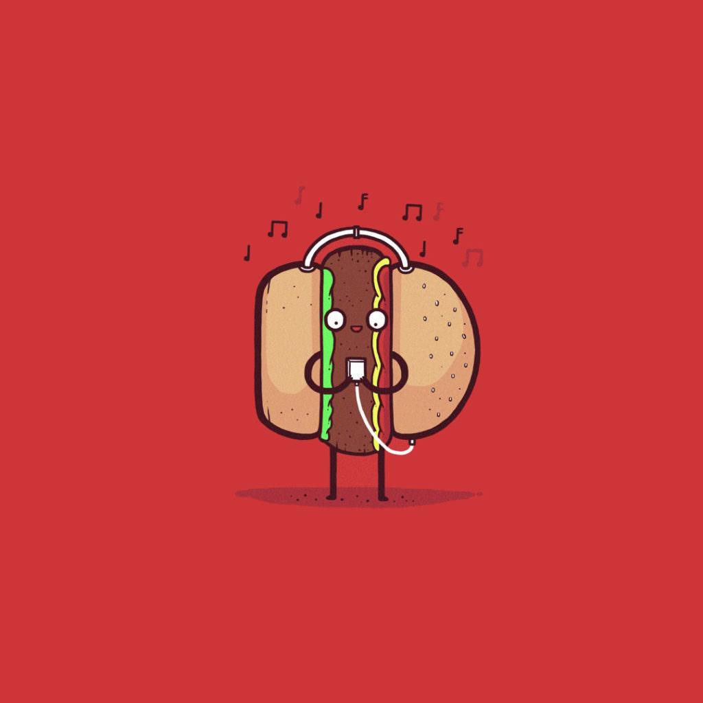 1024x1024 Burger with headphones HD wallpaper. HD Latest Wallpaper