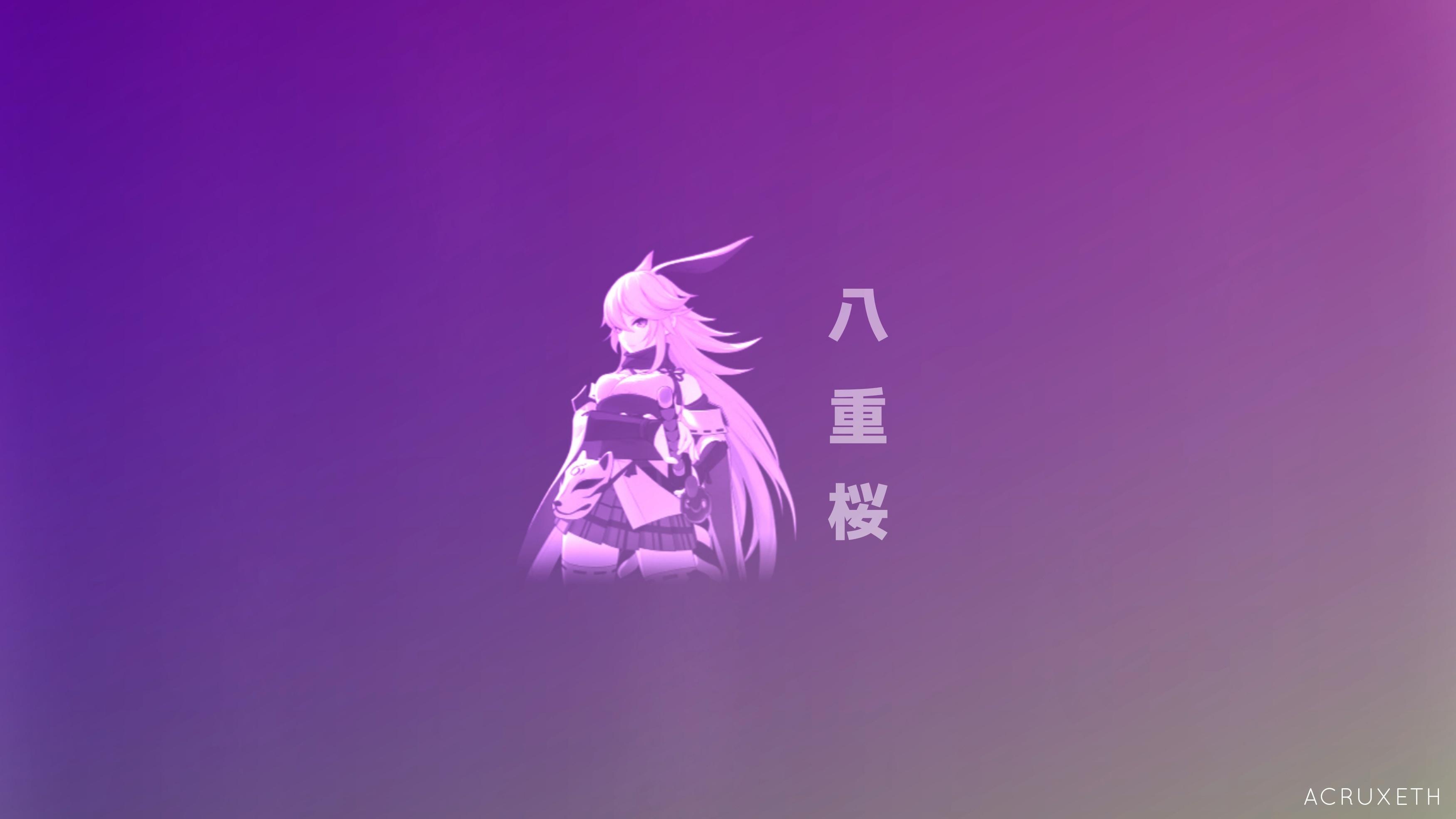 3500x1969 The 3rd version of my Yae Sakura wallpaper! Replaced Katakana