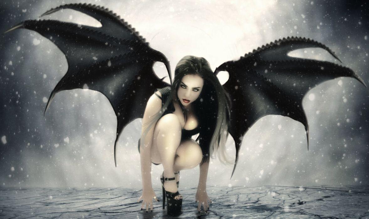 1177x700 Art jennifer gelinas black fantasy wings girl demon gothic dark