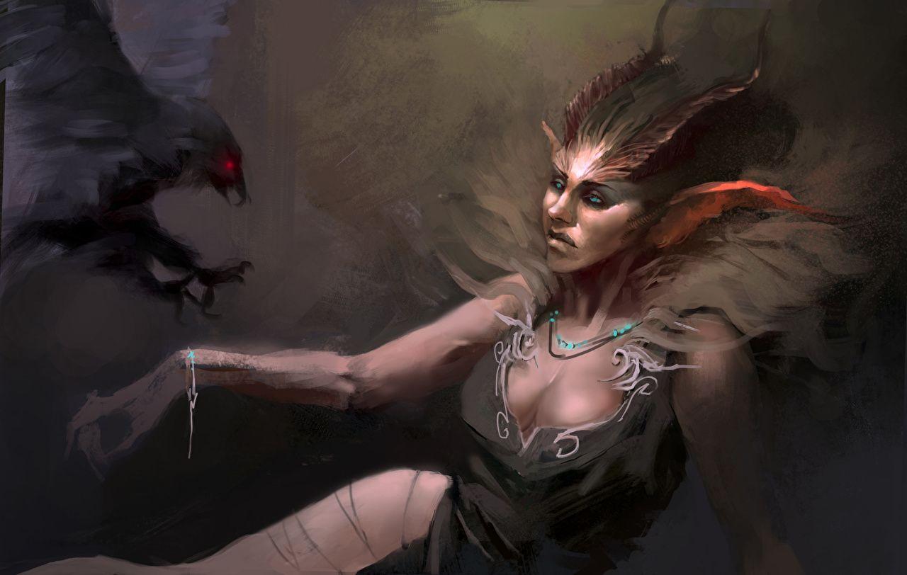 1280x812 Desktop Wallpaper Crows Gothic Fantasy demon Monsters Horns Fantasy